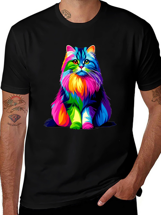 Rainbow Cat Graphic Tee - Mens Black T-Shirt