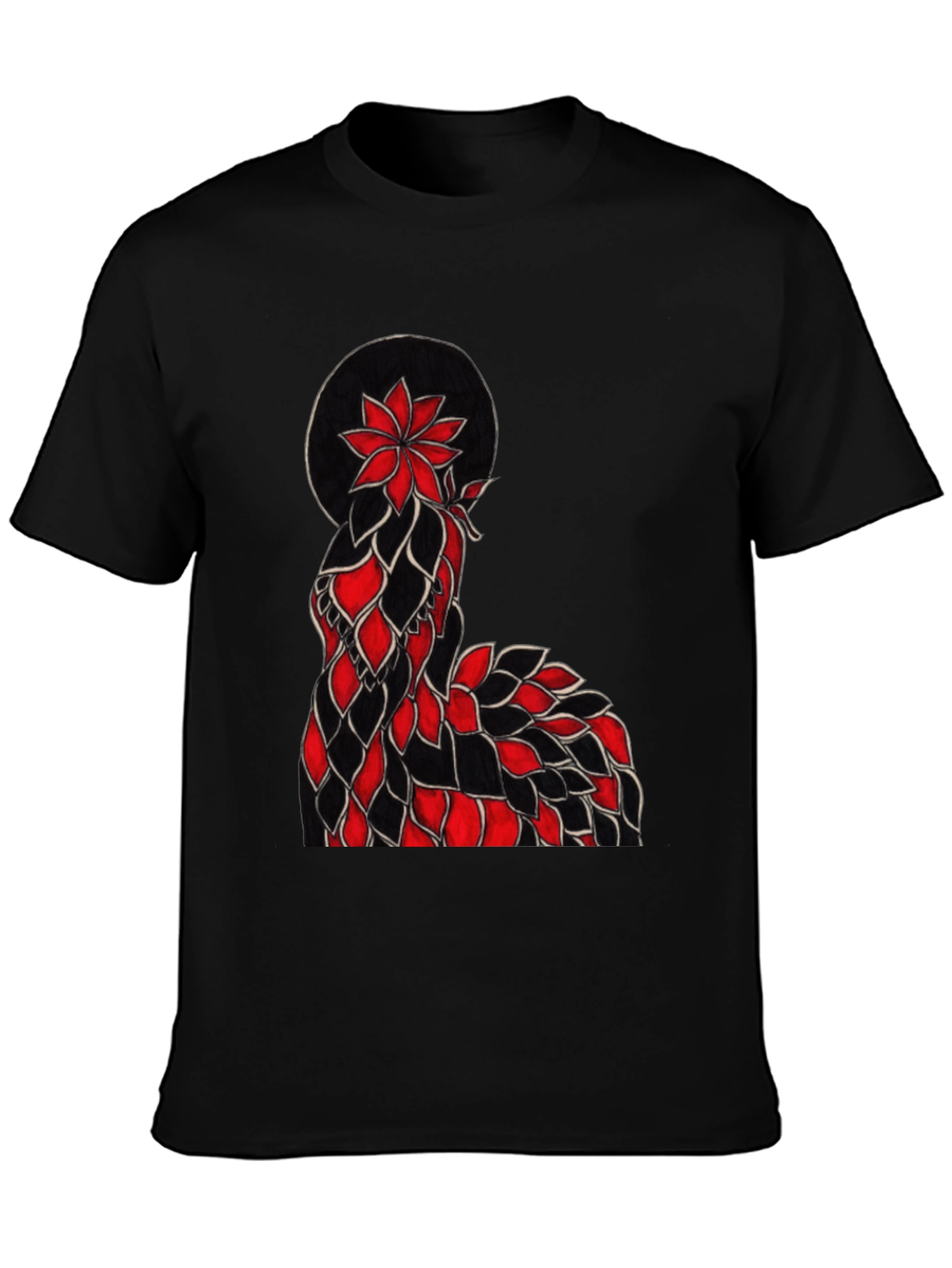 Floral Silhouette Graphic Tee - Black
