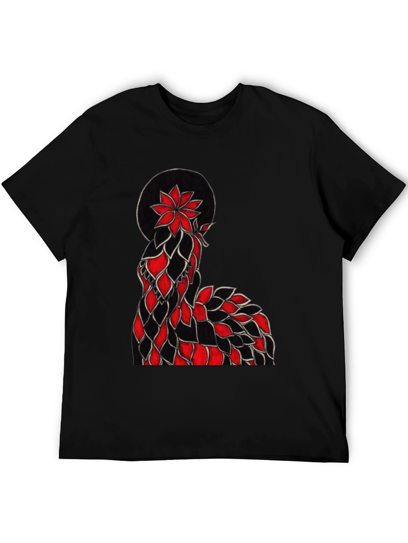 Floral Silhouette Graphic Tee - Black