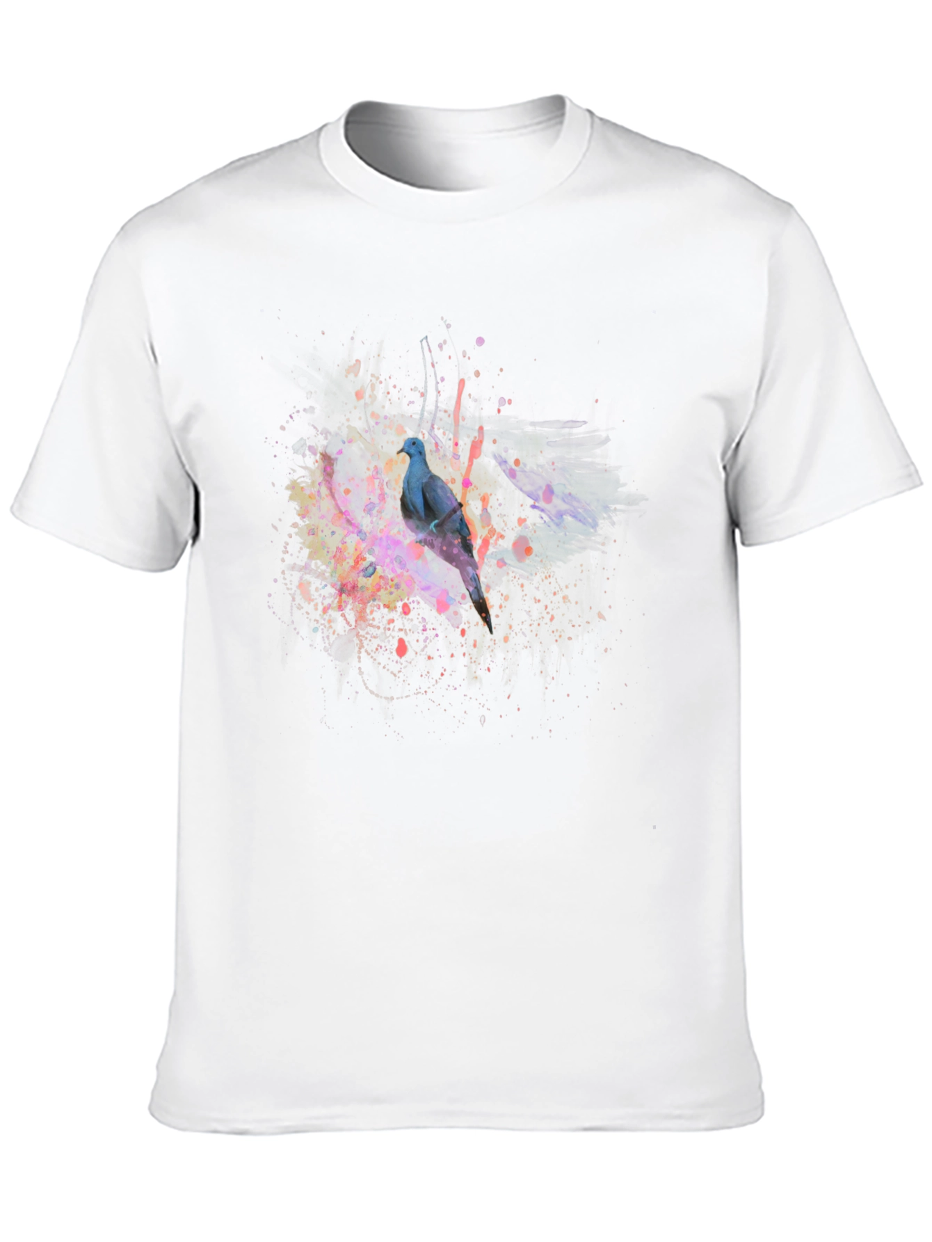 Abstract Bird Print Black T-Shirt