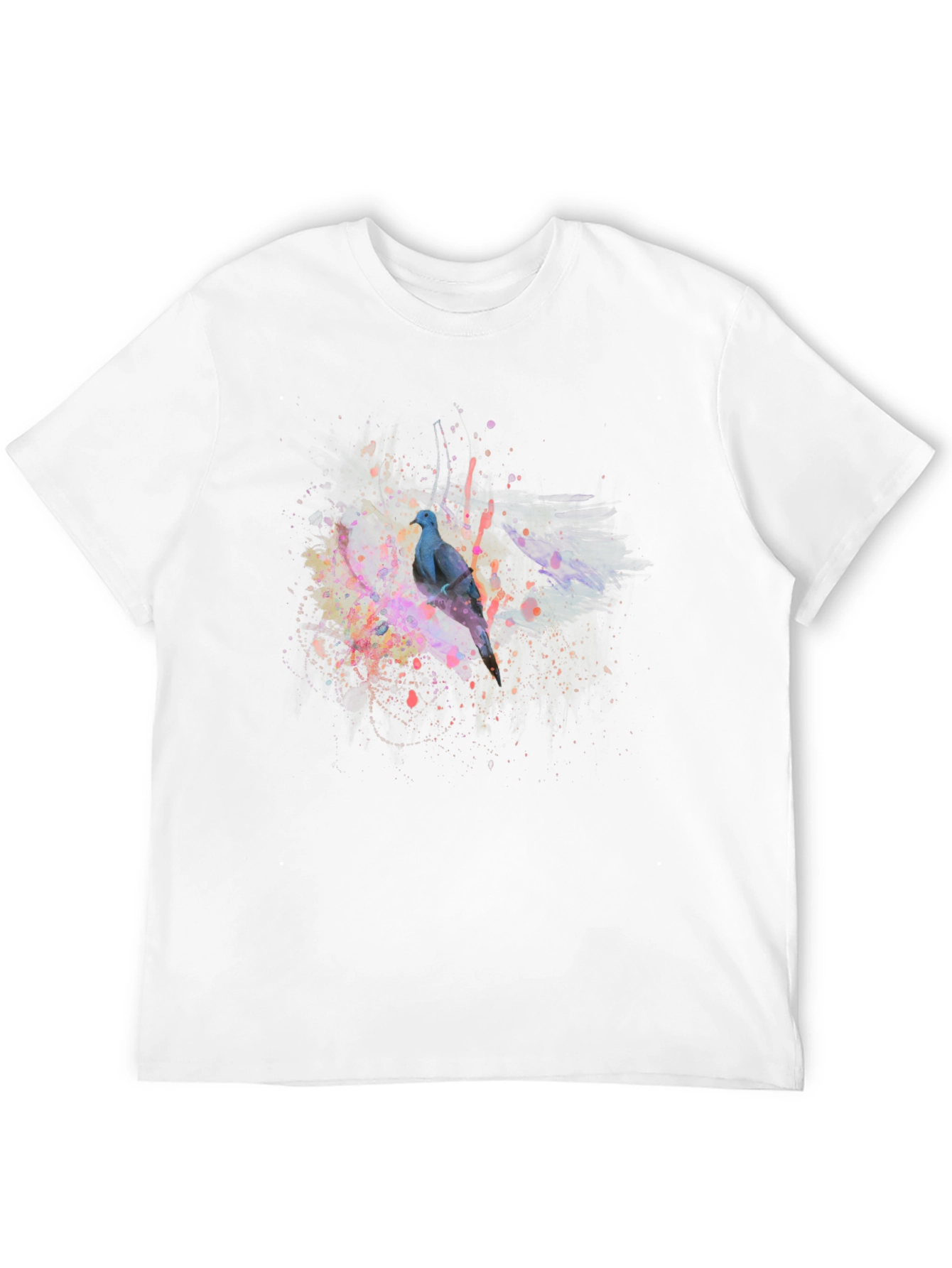 Abstract Bird Print Black T-Shirt