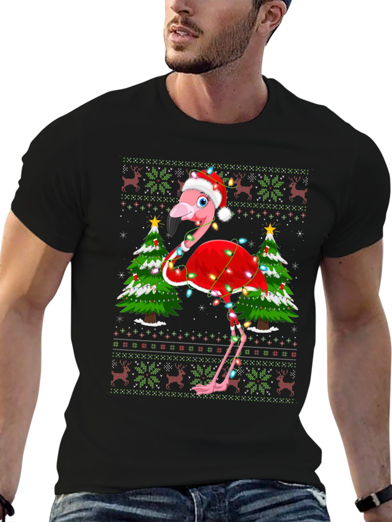 Festive Flamingo Christmas T-Shirt