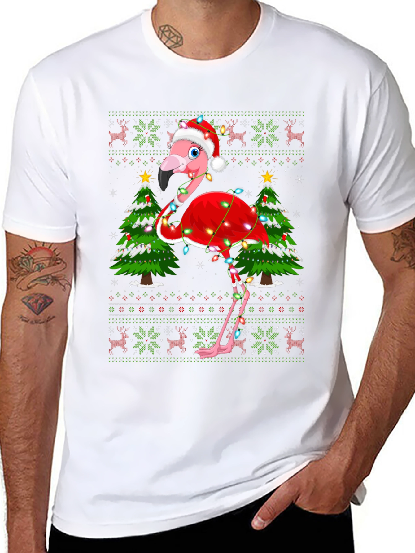 Festive Flamingo Christmas T-Shirt