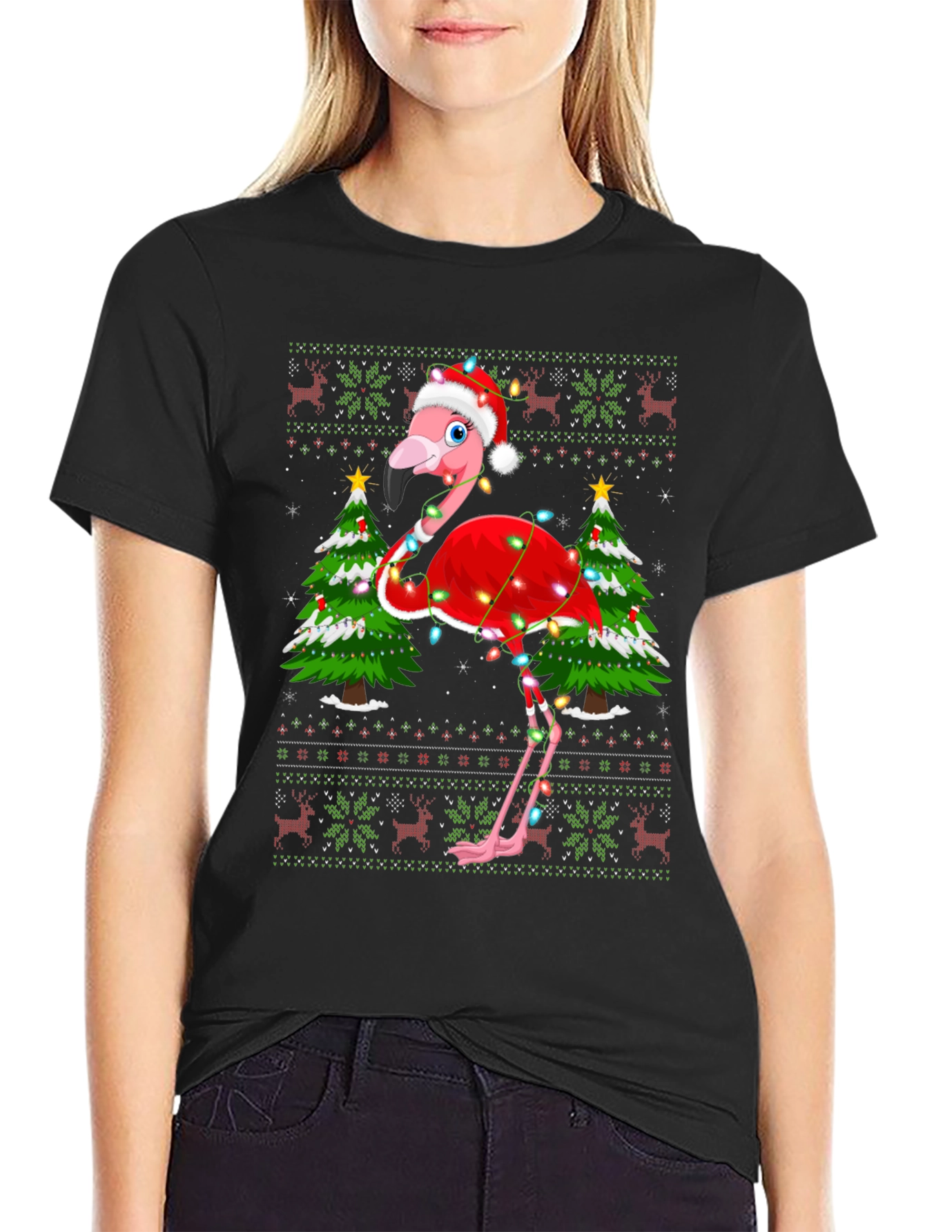 Festive Flamingo Christmas T-Shirt
