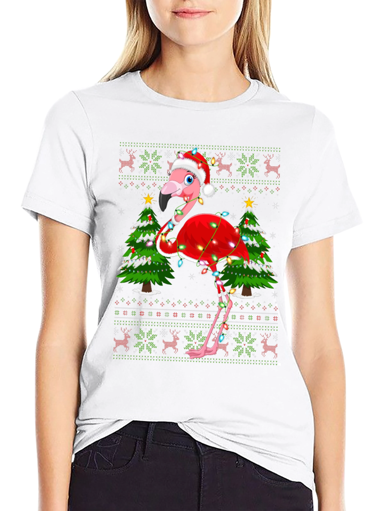 Festive Flamingo Christmas T-Shirt
