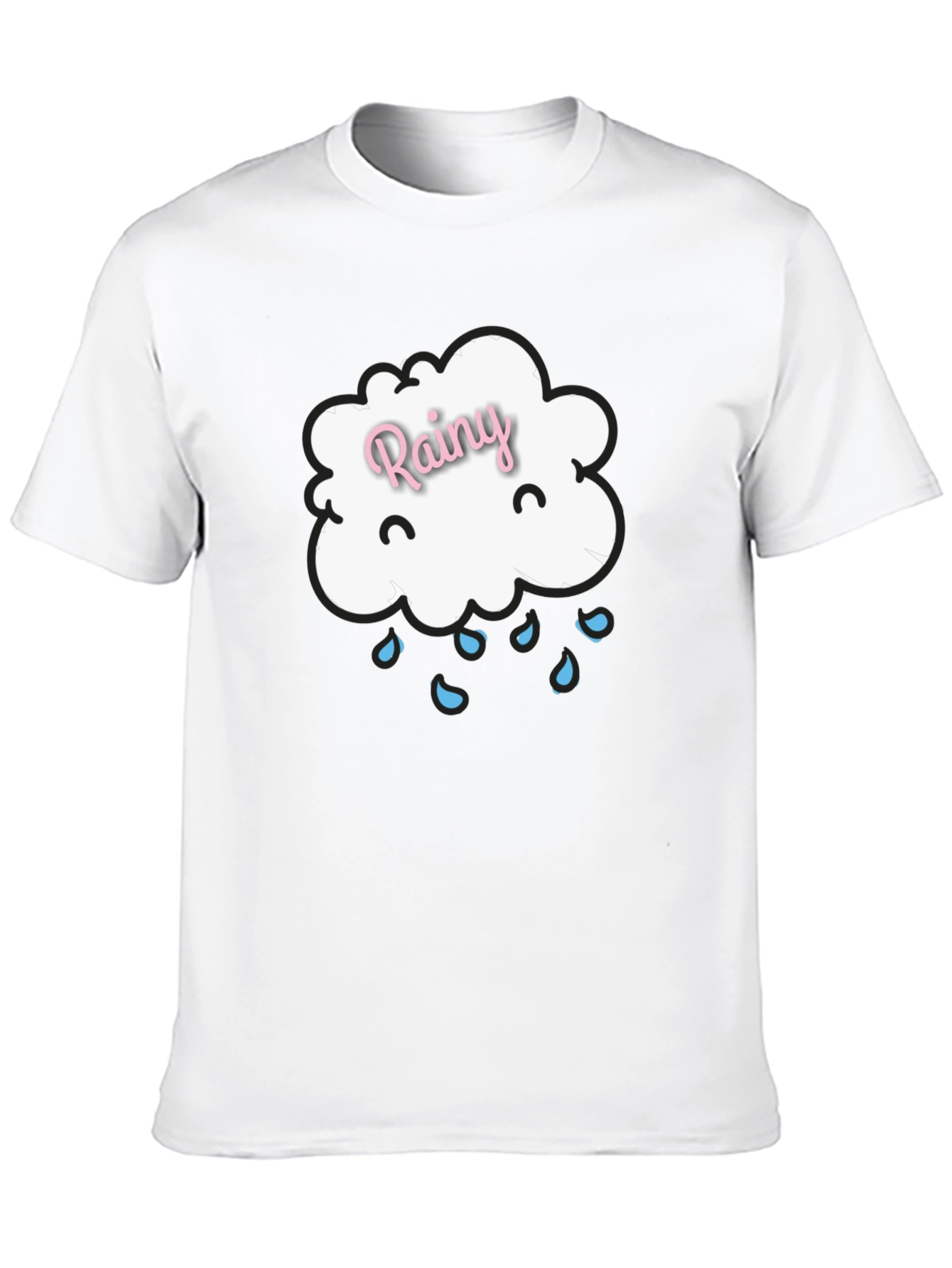 Rainy Cloud Graphic Tee - Black Cotton T-Shirt