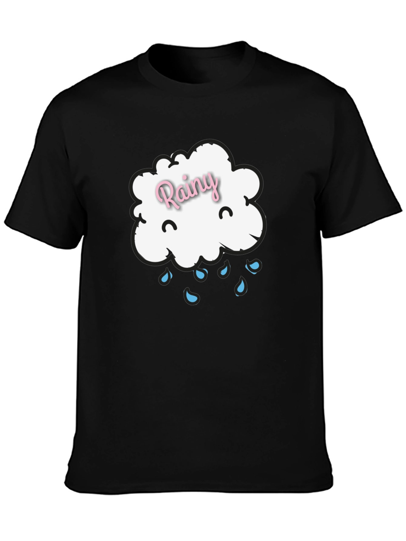 Rainy Cloud Graphic Tee - Black Cotton T-Shirt