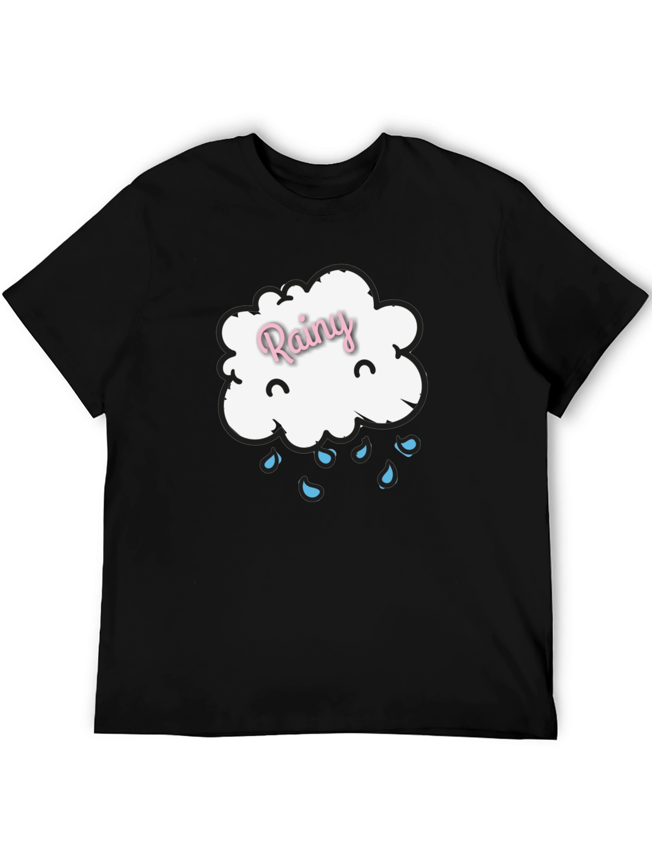 Rainy Cloud Graphic Tee - Black Cotton T-Shirt