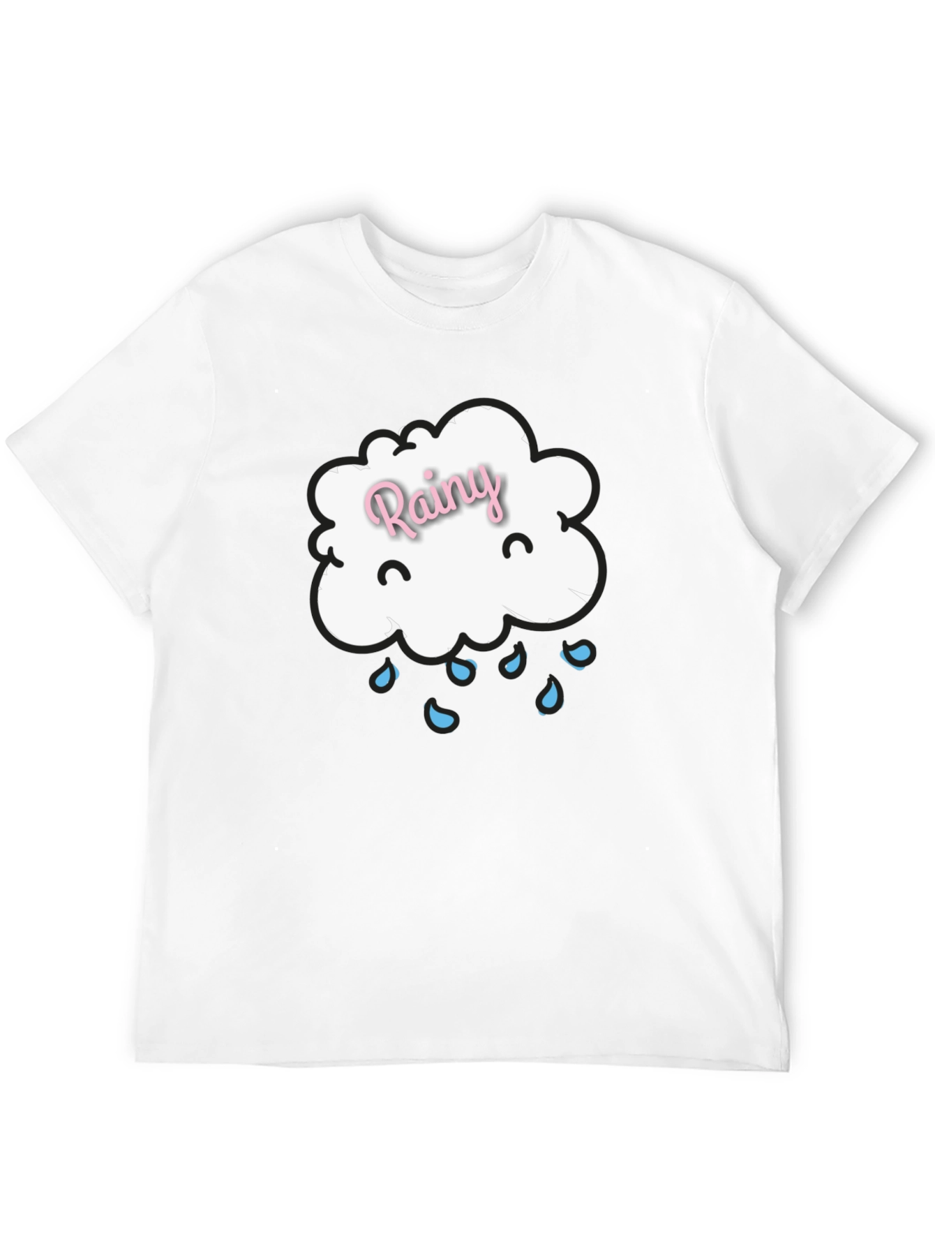 Rainy Cloud Graphic Tee - Black Cotton T-Shirt