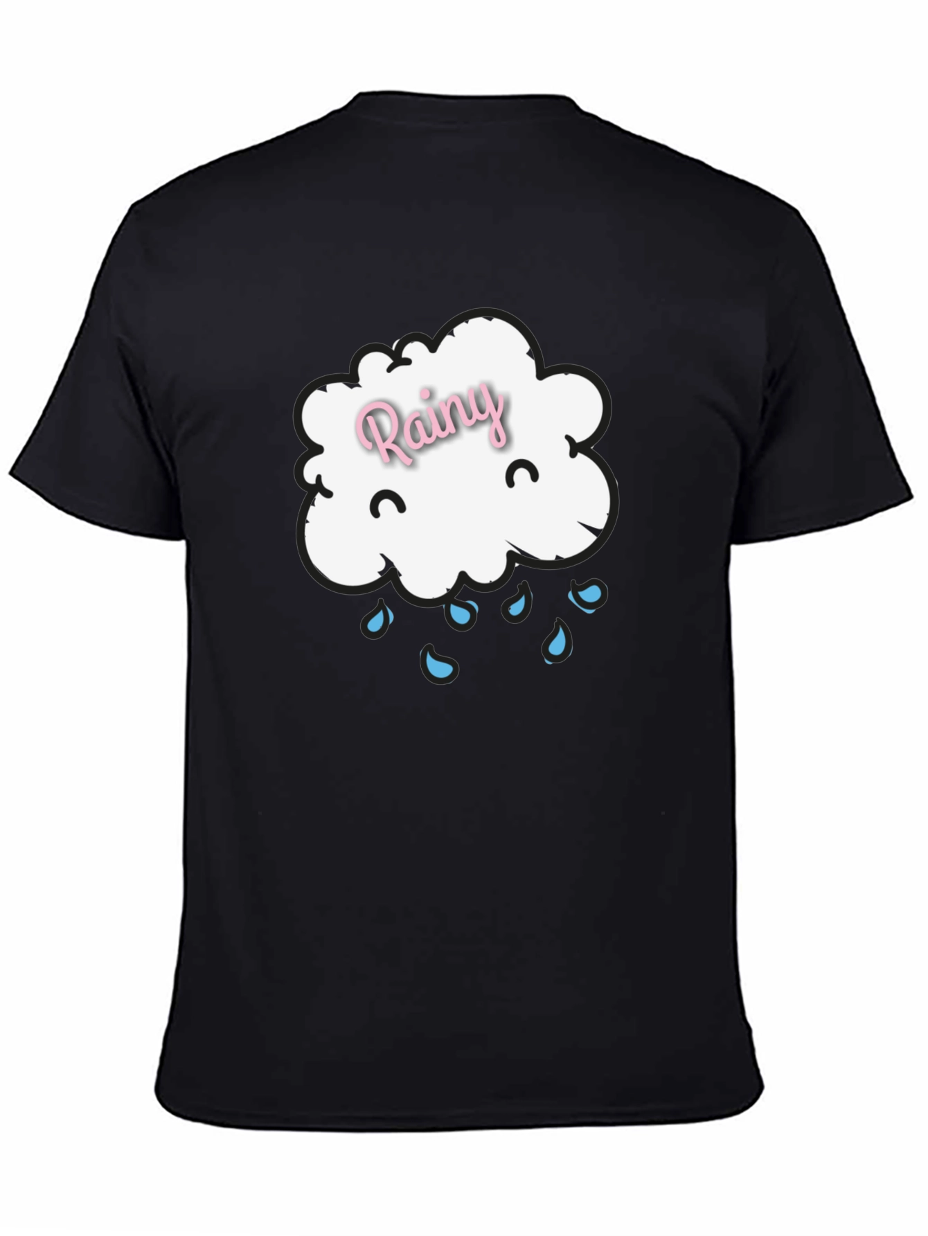 Rainy Cloud Graphic Tee - Black Cotton T-Shirt