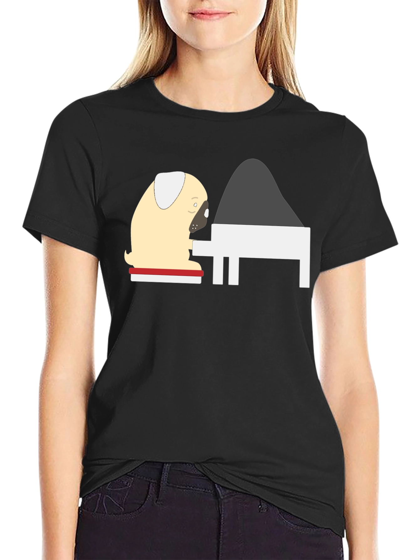 Pug Playing Piano Graphic Tee