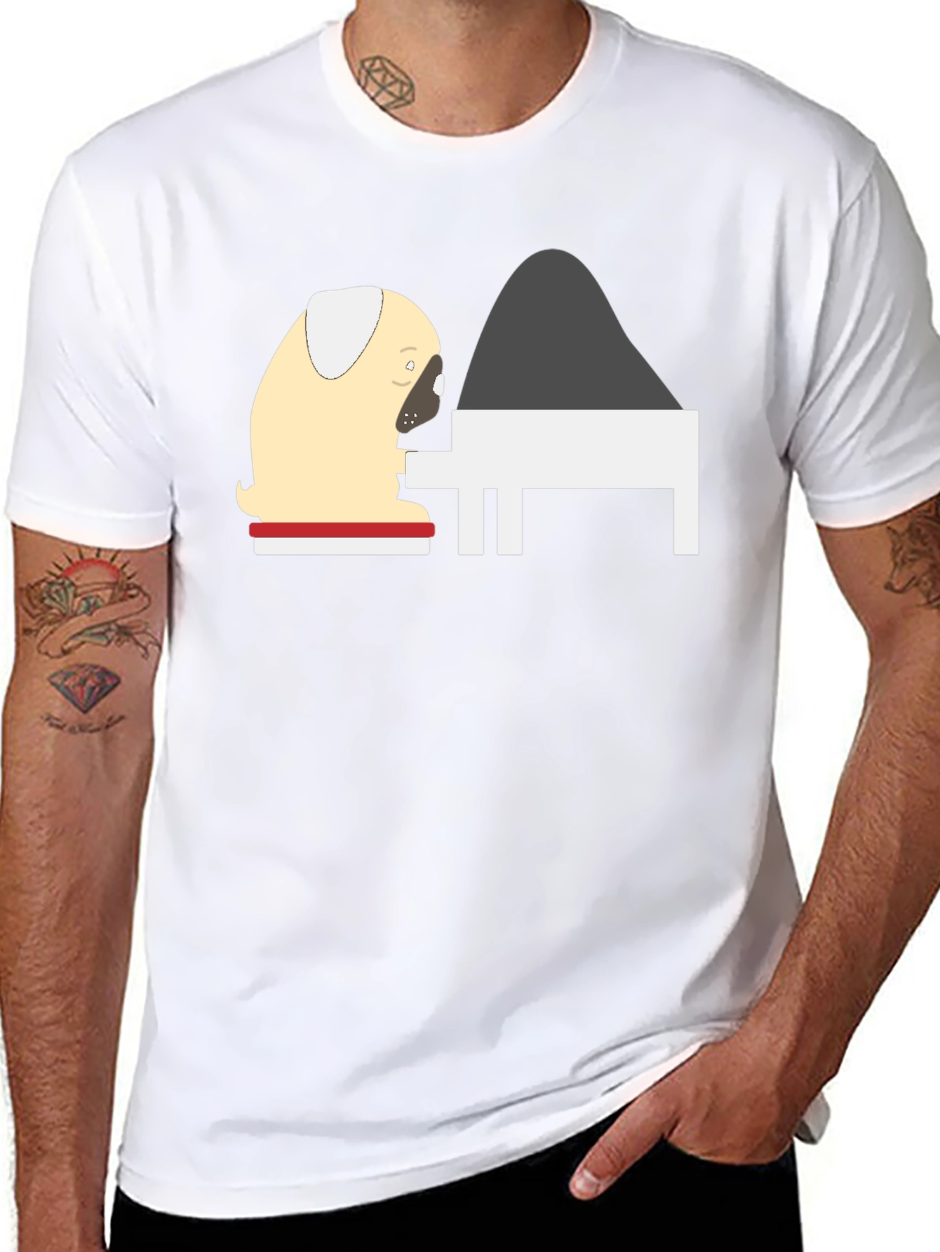 Pug Playing Piano Graphic Tee