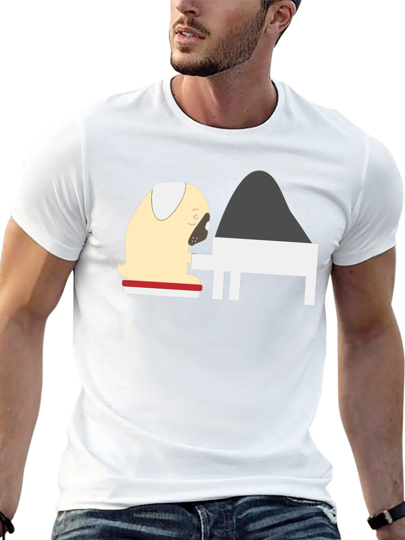Pug Playing Piano Graphic Tee