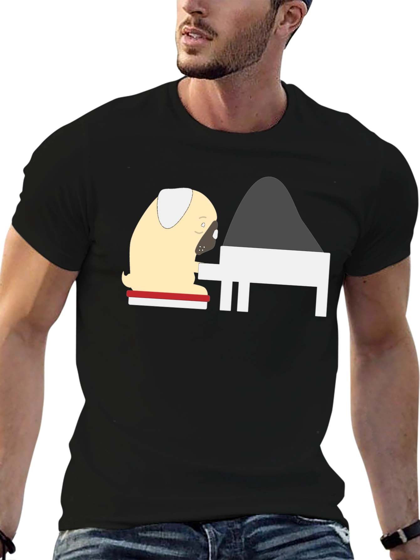 Pug Playing Piano Graphic Tee