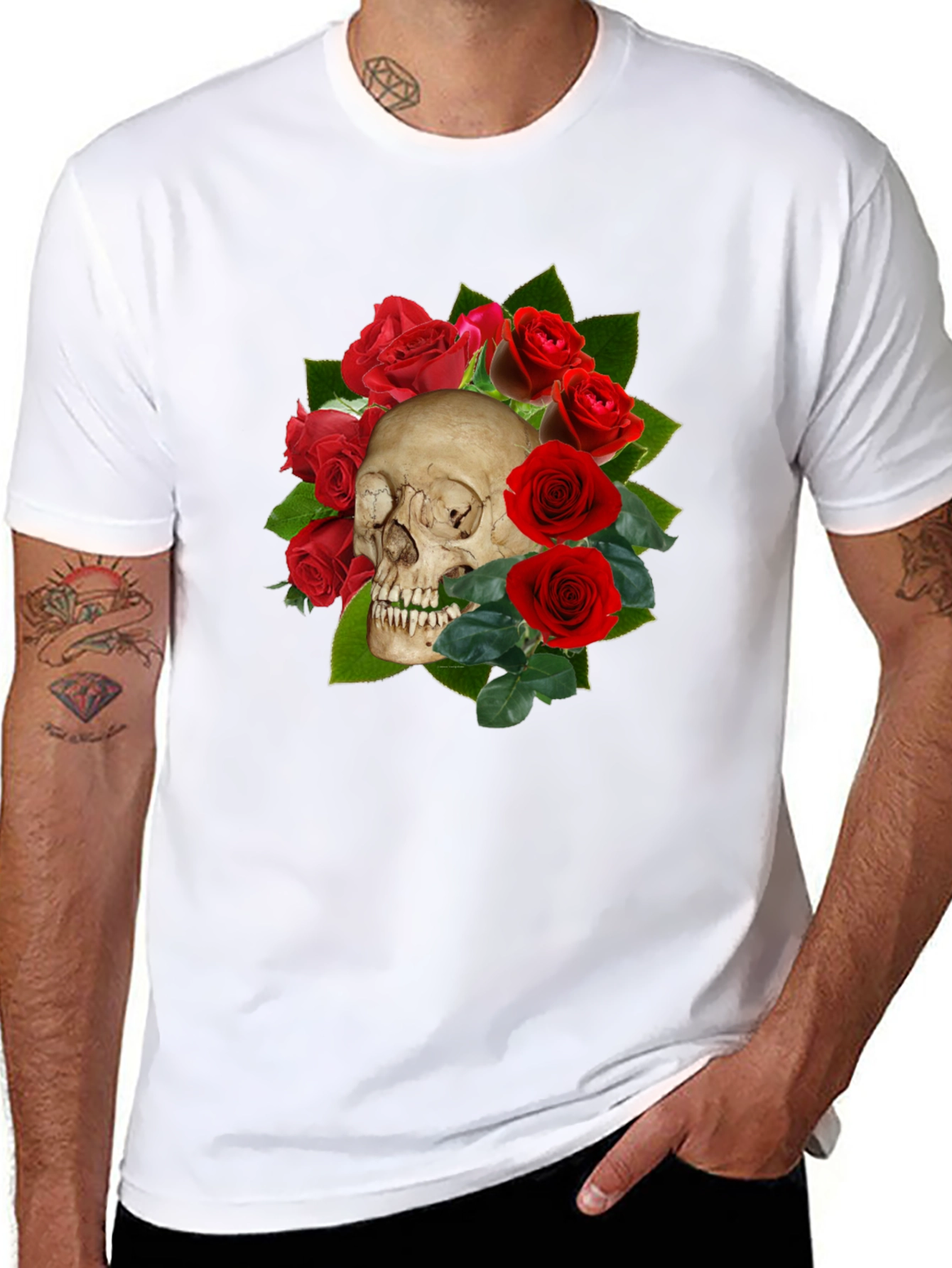 Skull & Roses Graphic T-Shirt - Gothic Style