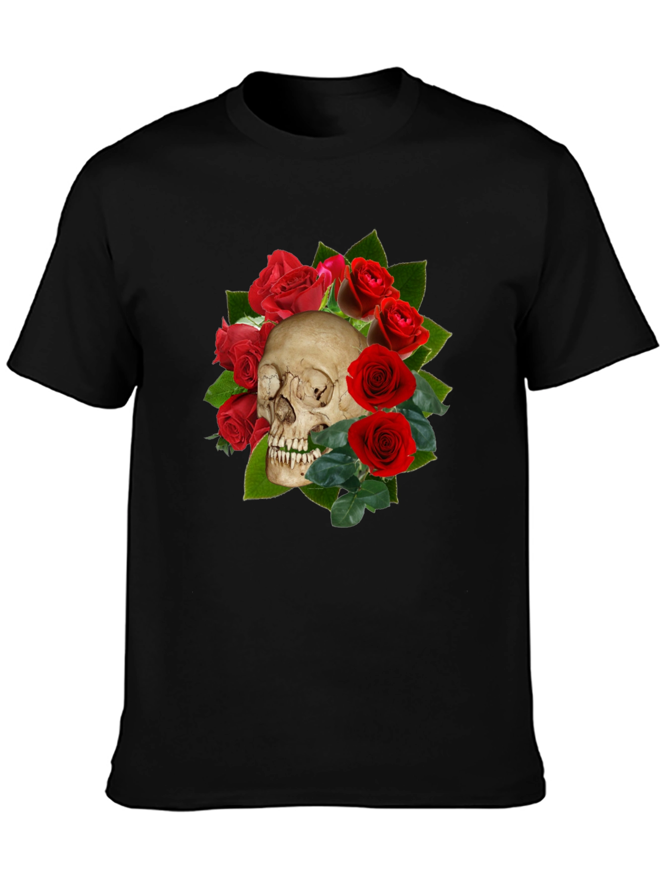 Skull & Roses Graphic T-Shirt - Gothic Style