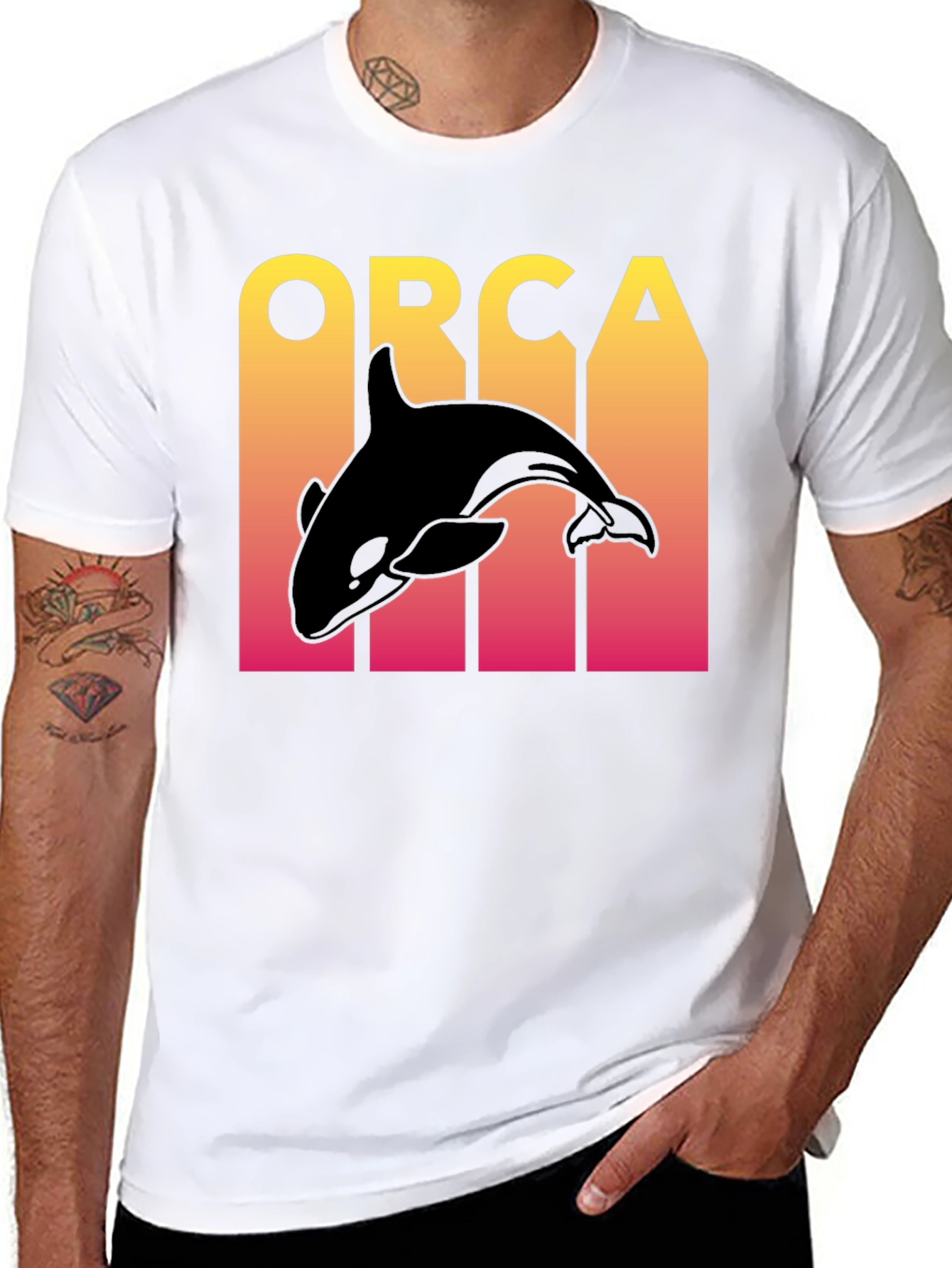 Orca Graphic Print Mens Black T-Shirt