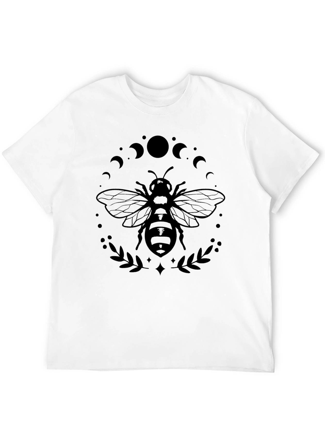 Black Bee and Moon Phases Graphic T-Shirt