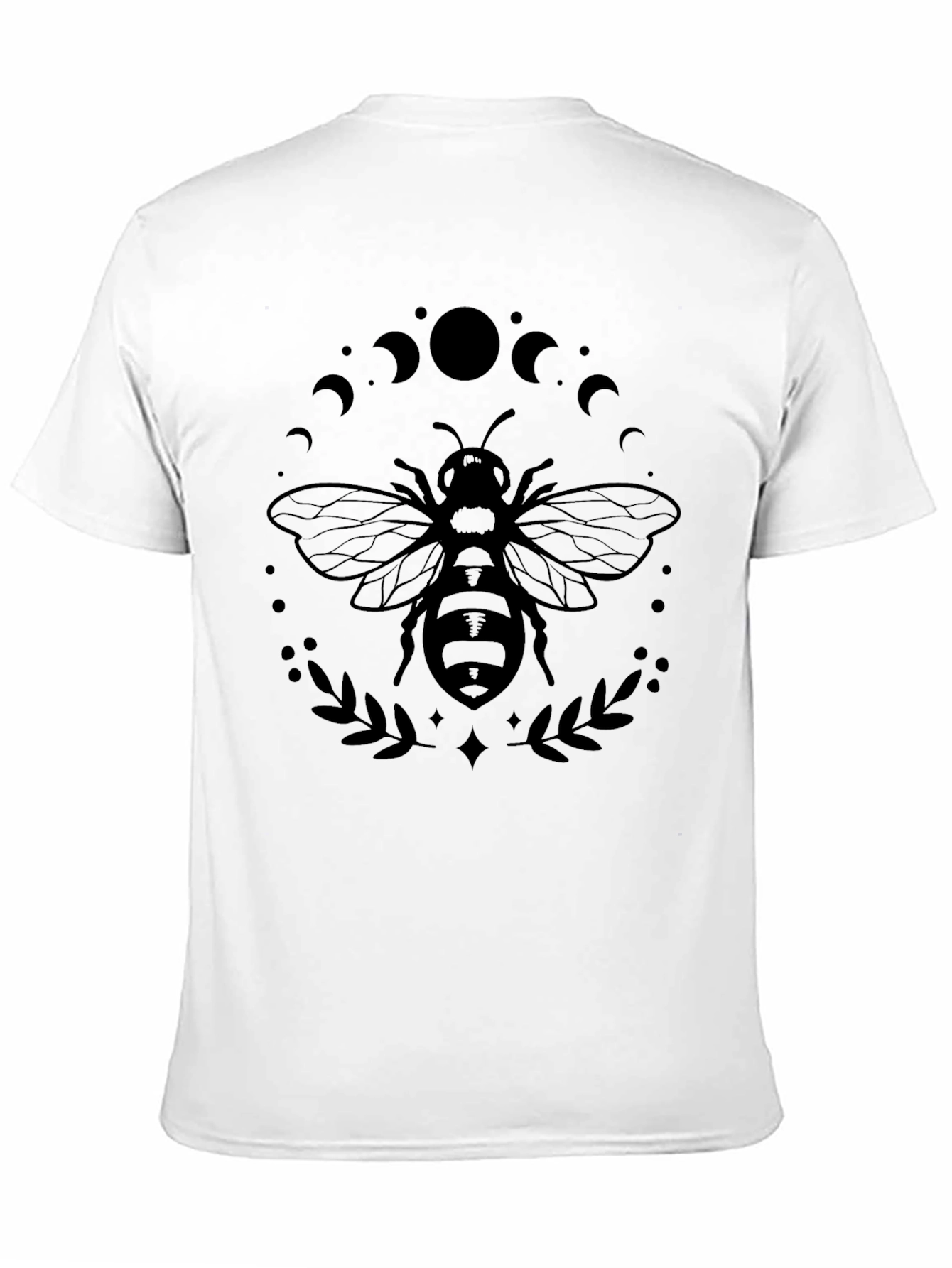 Black Bee and Moon Phases Graphic T-Shirt