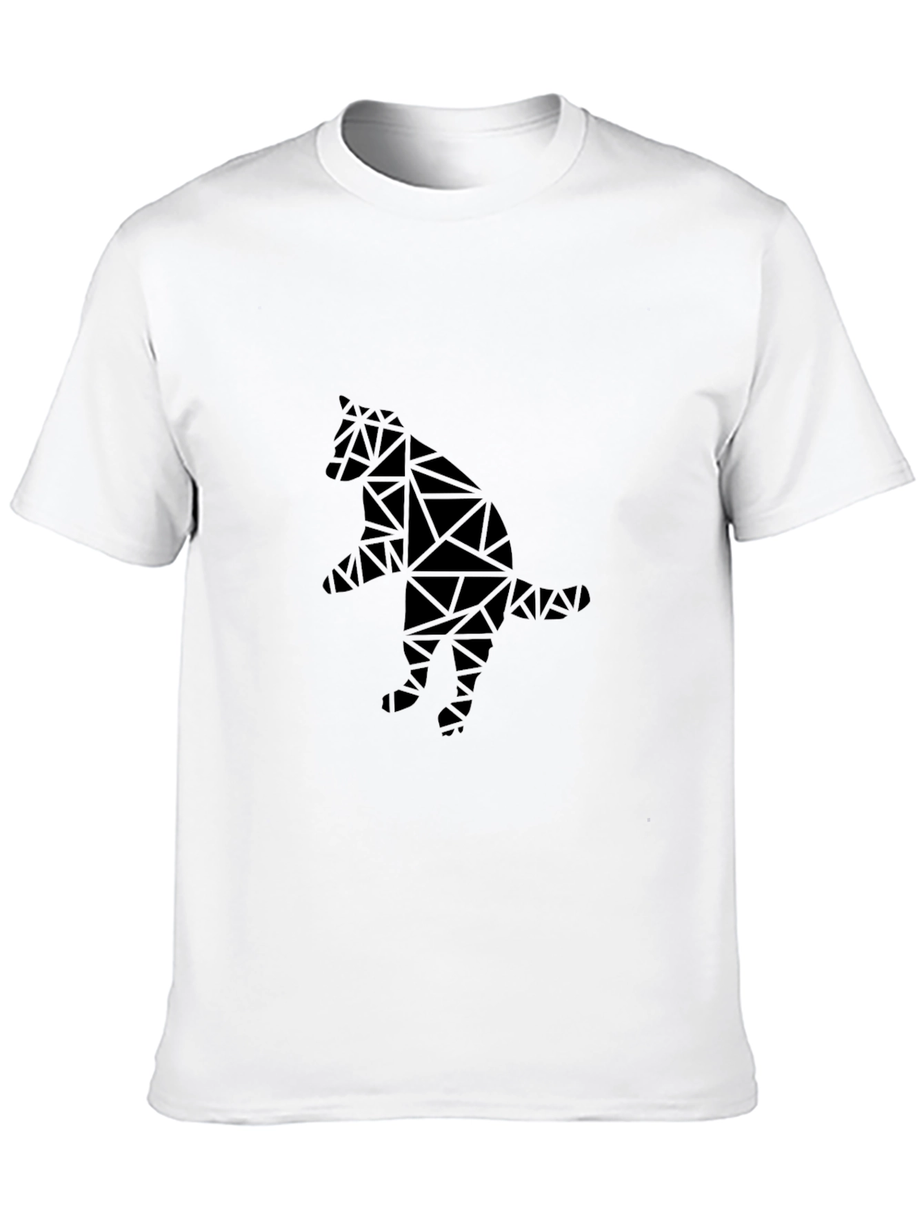 Geometric Cat Design Black T-Shirt