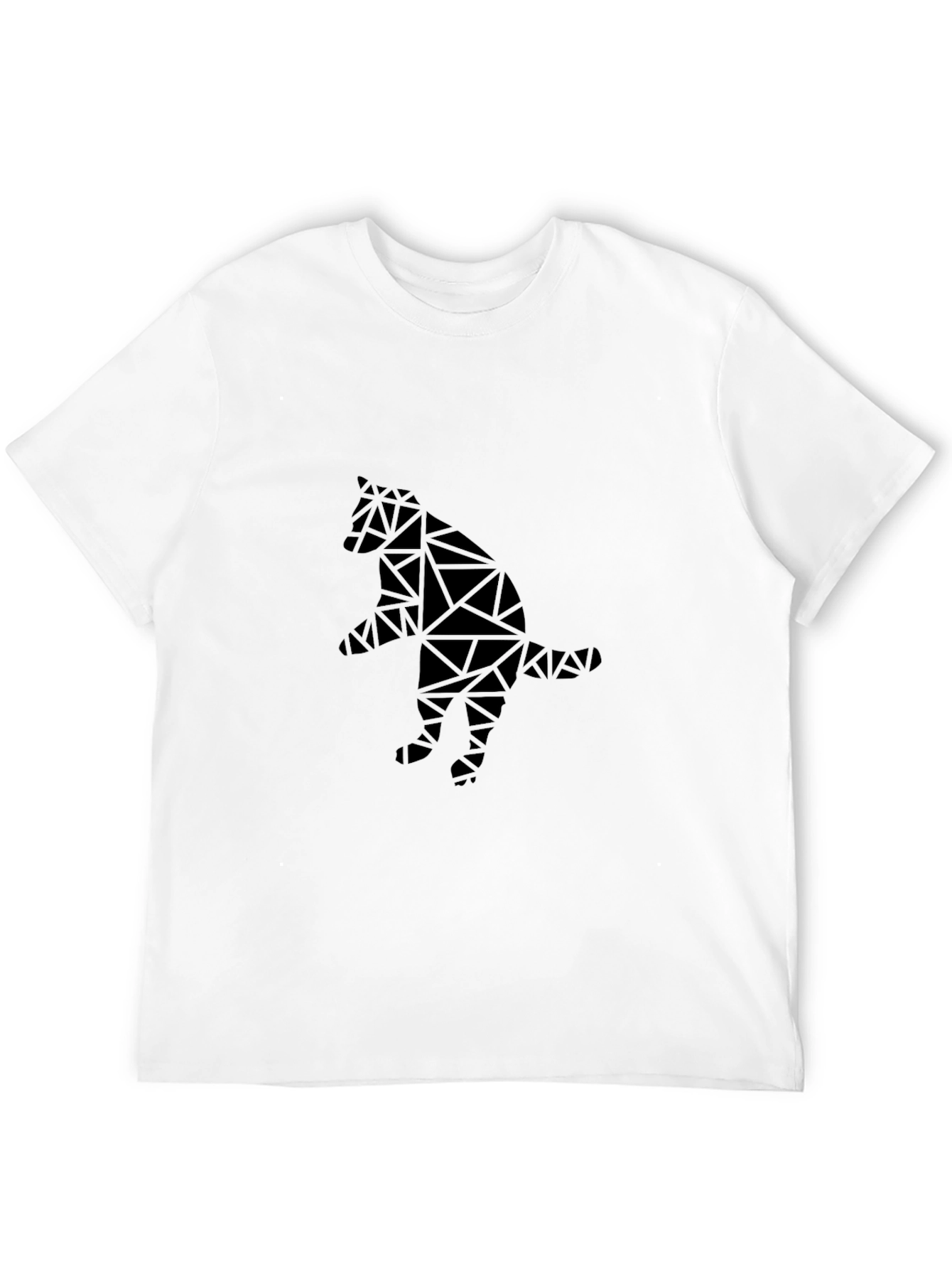 Geometric Cat Design Black T-Shirt
