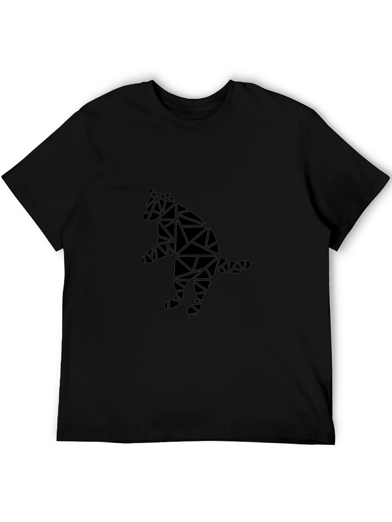 Geometric Cat Design Black T-Shirt