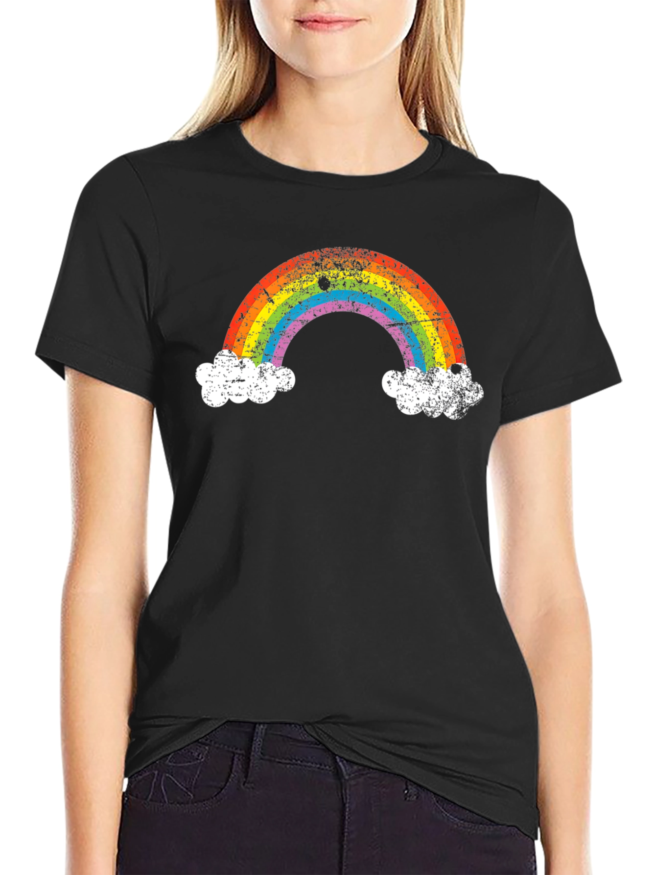 Rainbow Cloud Graphic Tee - Black
