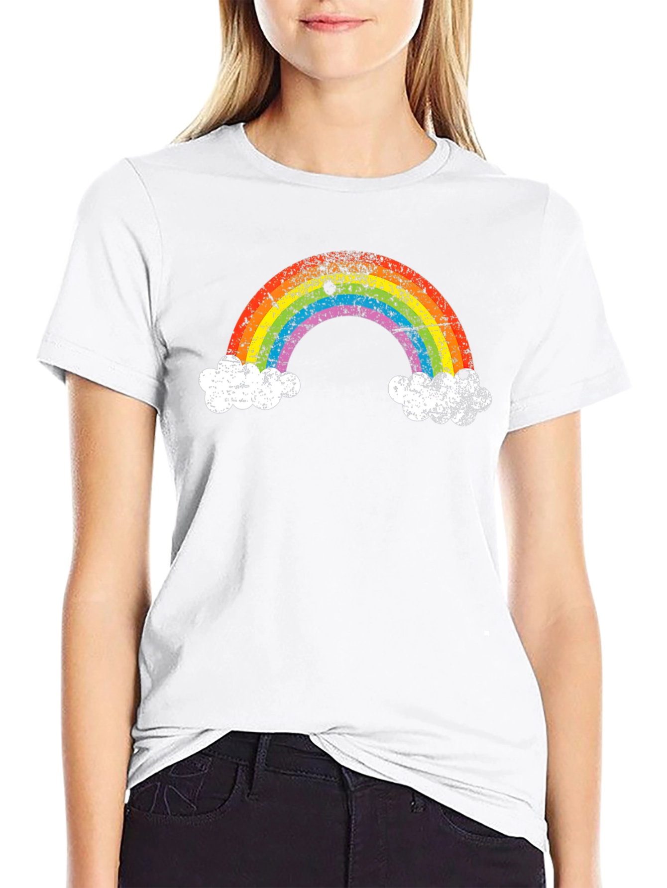Rainbow Cloud Graphic Tee - Black