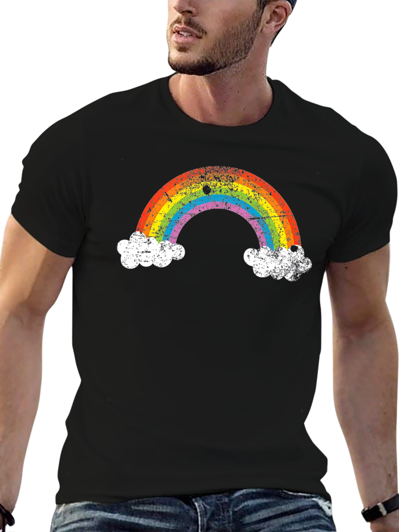 Rainbow Cloud Graphic Tee - Black