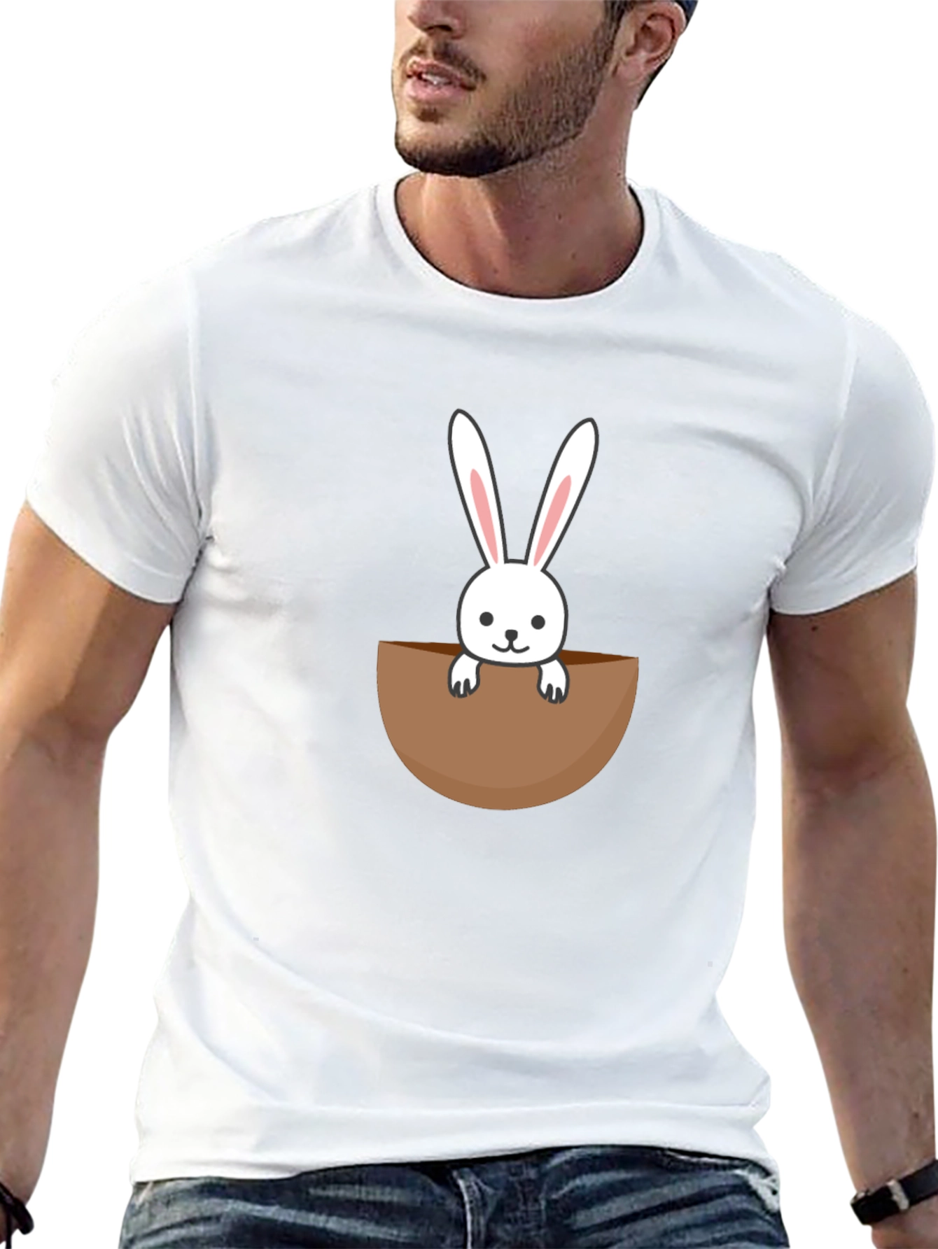 Bunny Pocket Graphic Tee - Cute Rabbit Shirt