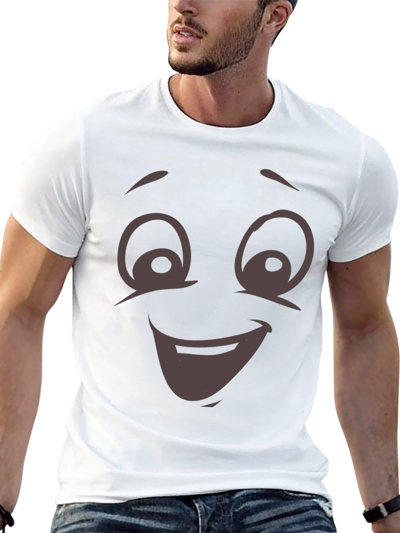 Funny Cartoon Face T-Shirt - Expressive Graphic Tee