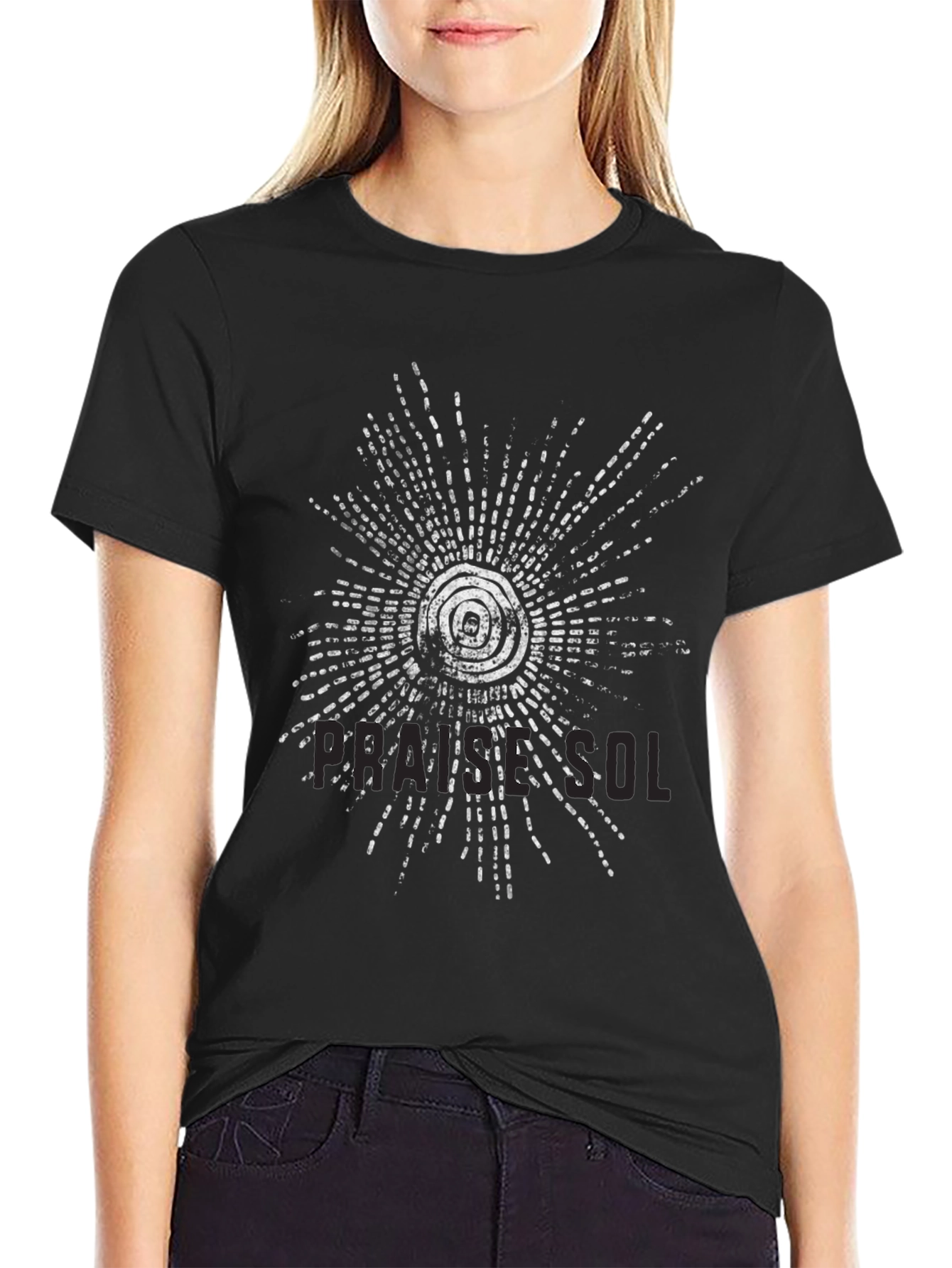 Abstract Sunburst Graphic Black T-Shirt