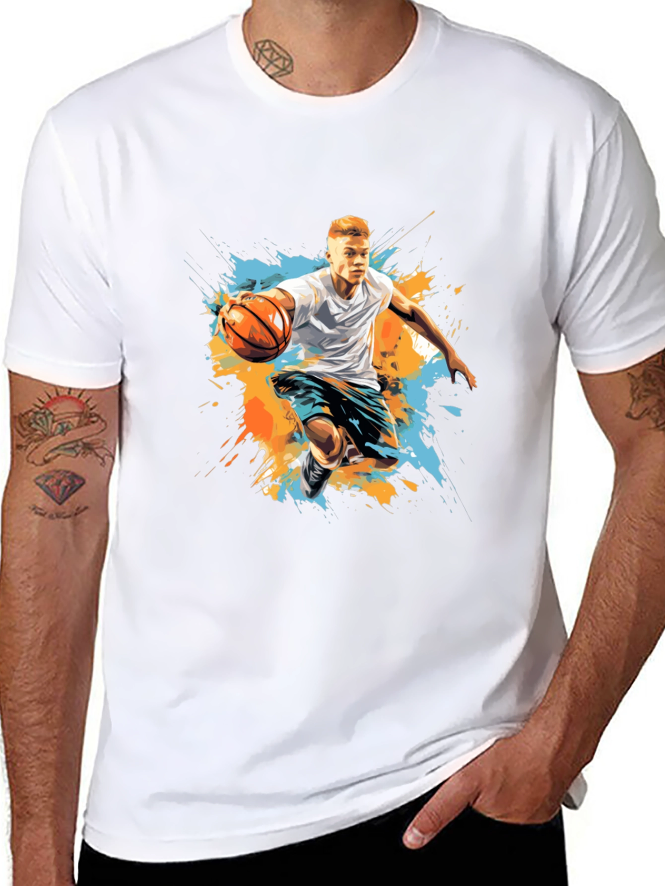 Basketball Player Graphic Tee - Trendy Sportswear