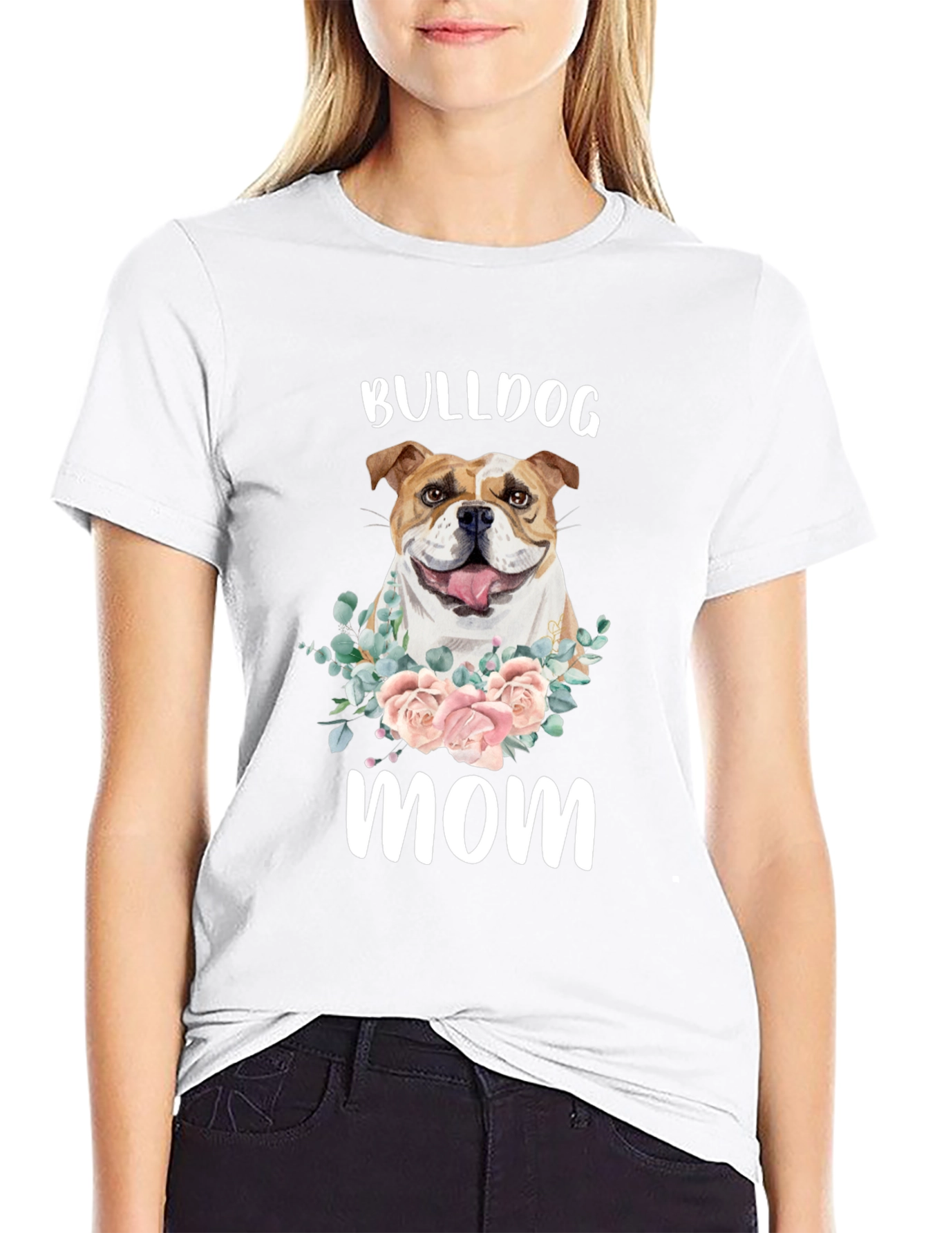 Bulldog Mom T-Shirt - Floral Dog Lover Tee