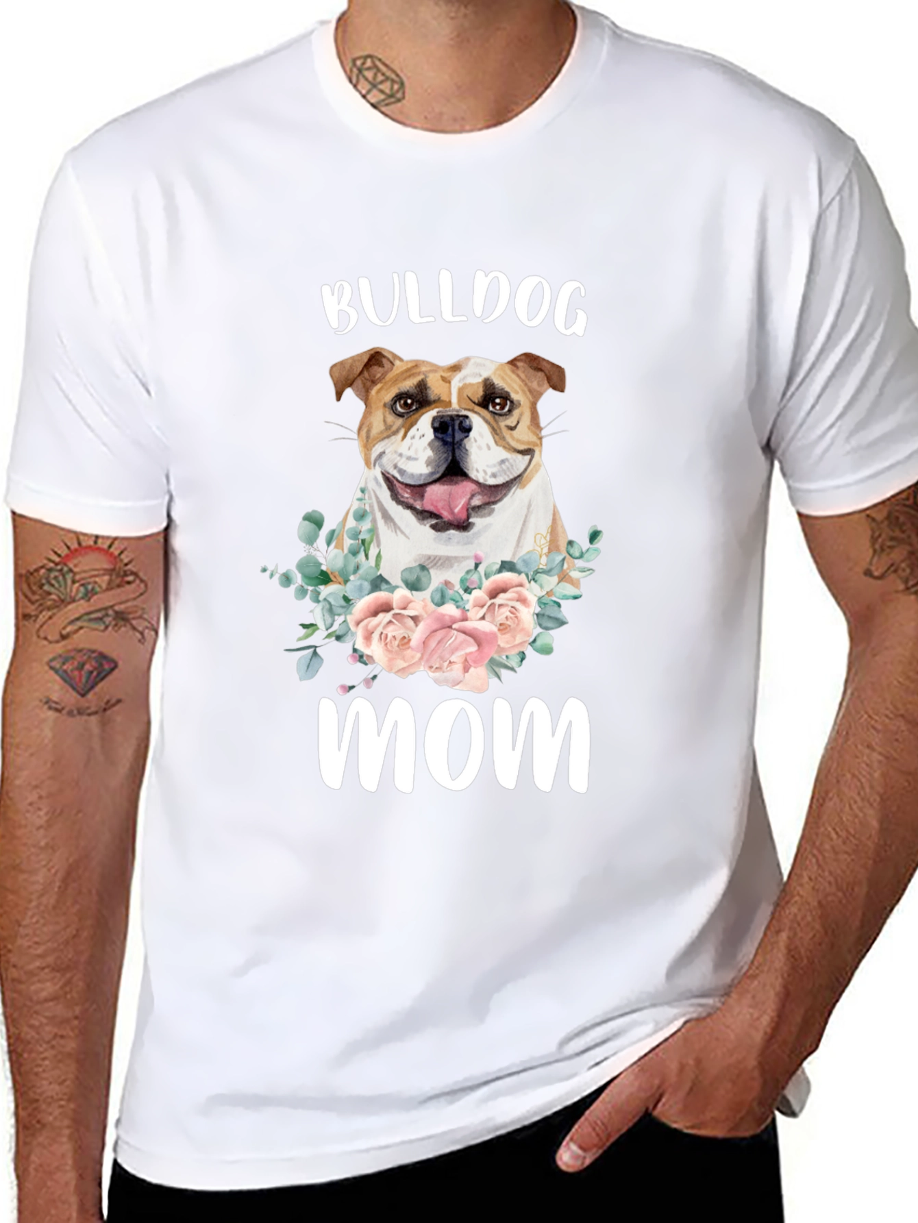 Bulldog Mom T-Shirt - Floral Dog Lover Tee