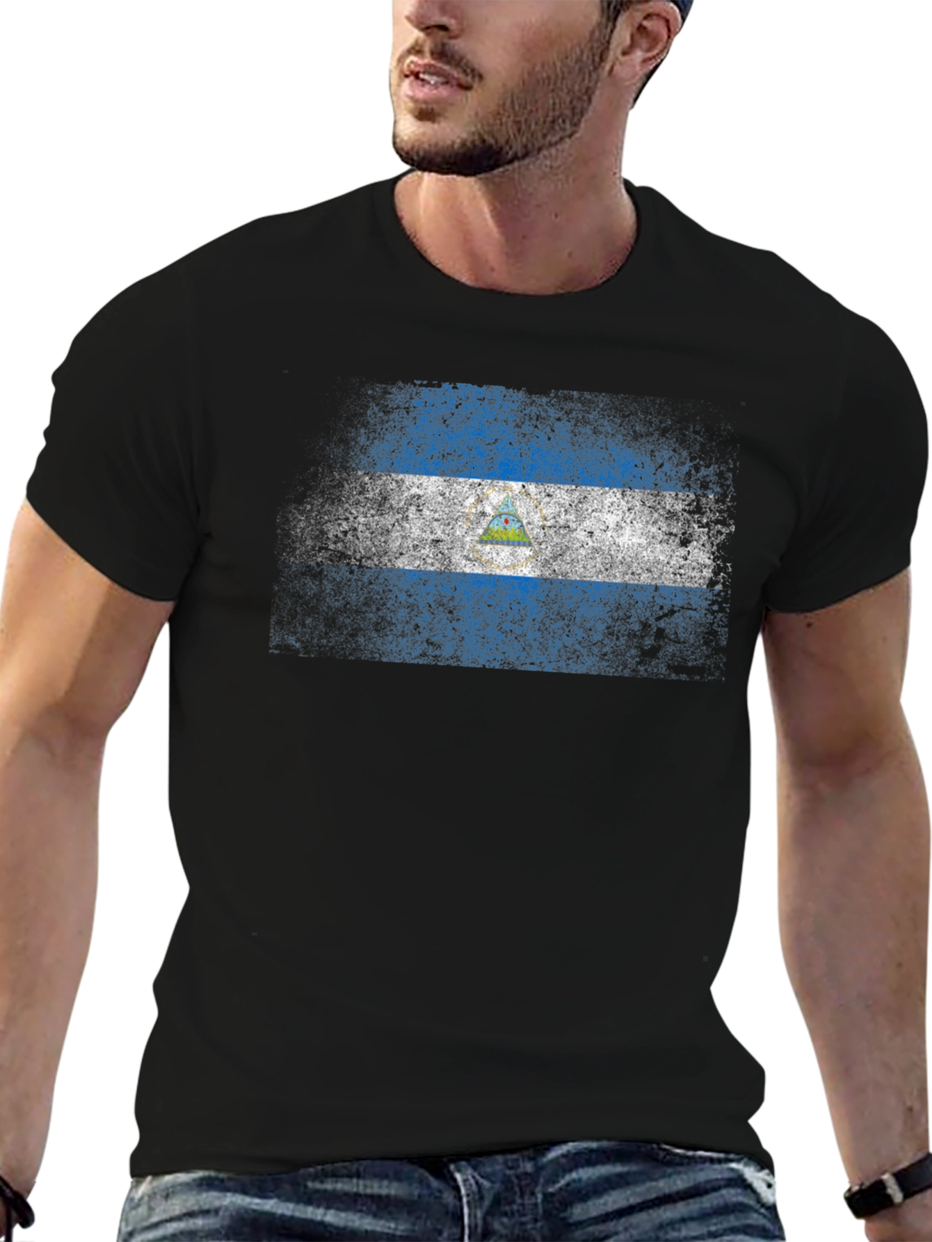 Nicaragua Flag T-Shirt - Distressed Design