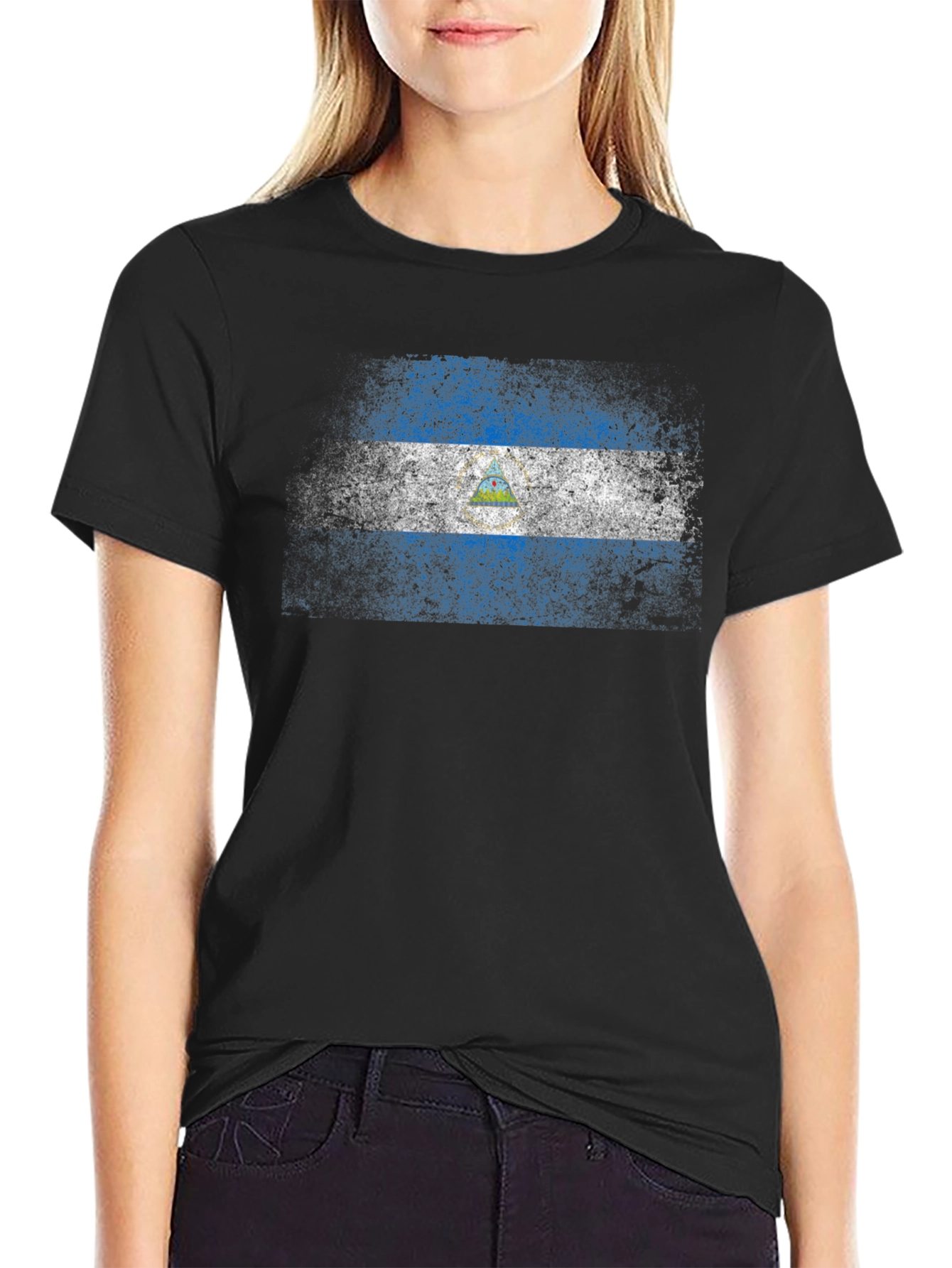 Nicaragua Flag T-Shirt - Distressed Design