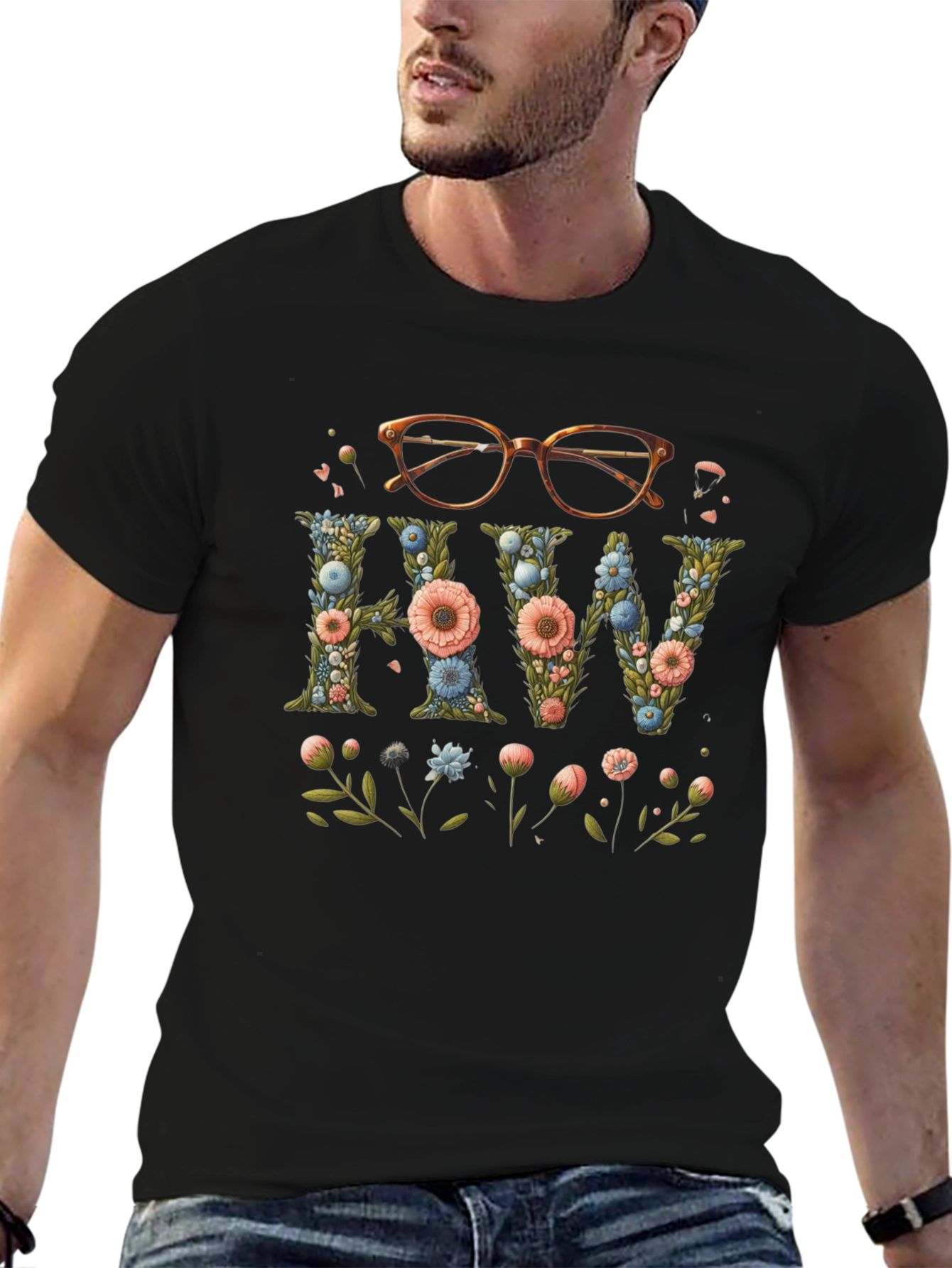 Floral HW Initial Tee - Elegant & Stylish