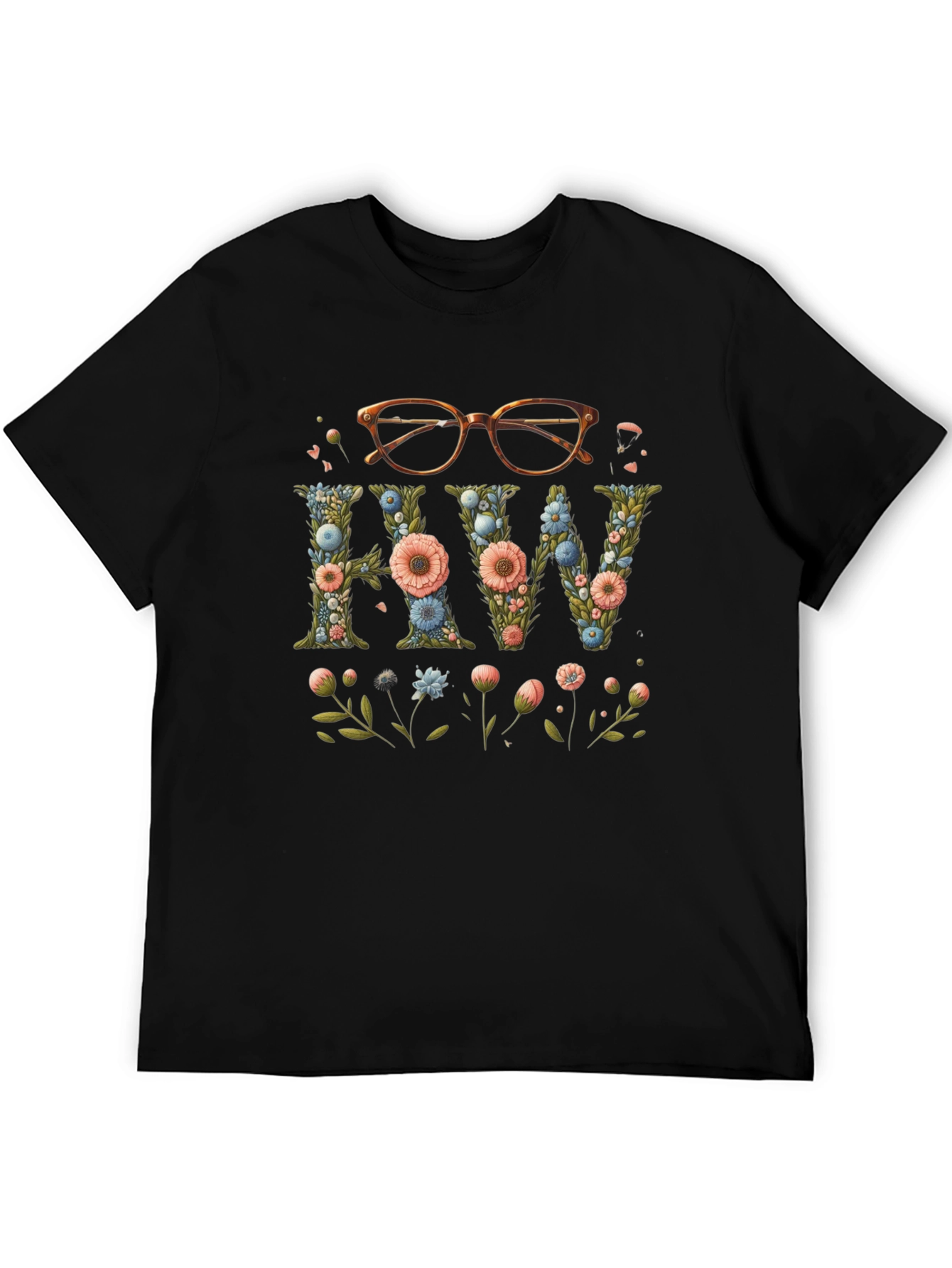 Floral HW Initial Tee - Elegant & Stylish