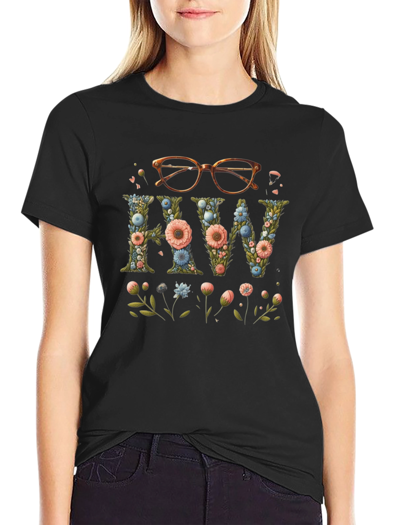 Floral HW Initial Tee - Elegant & Stylish