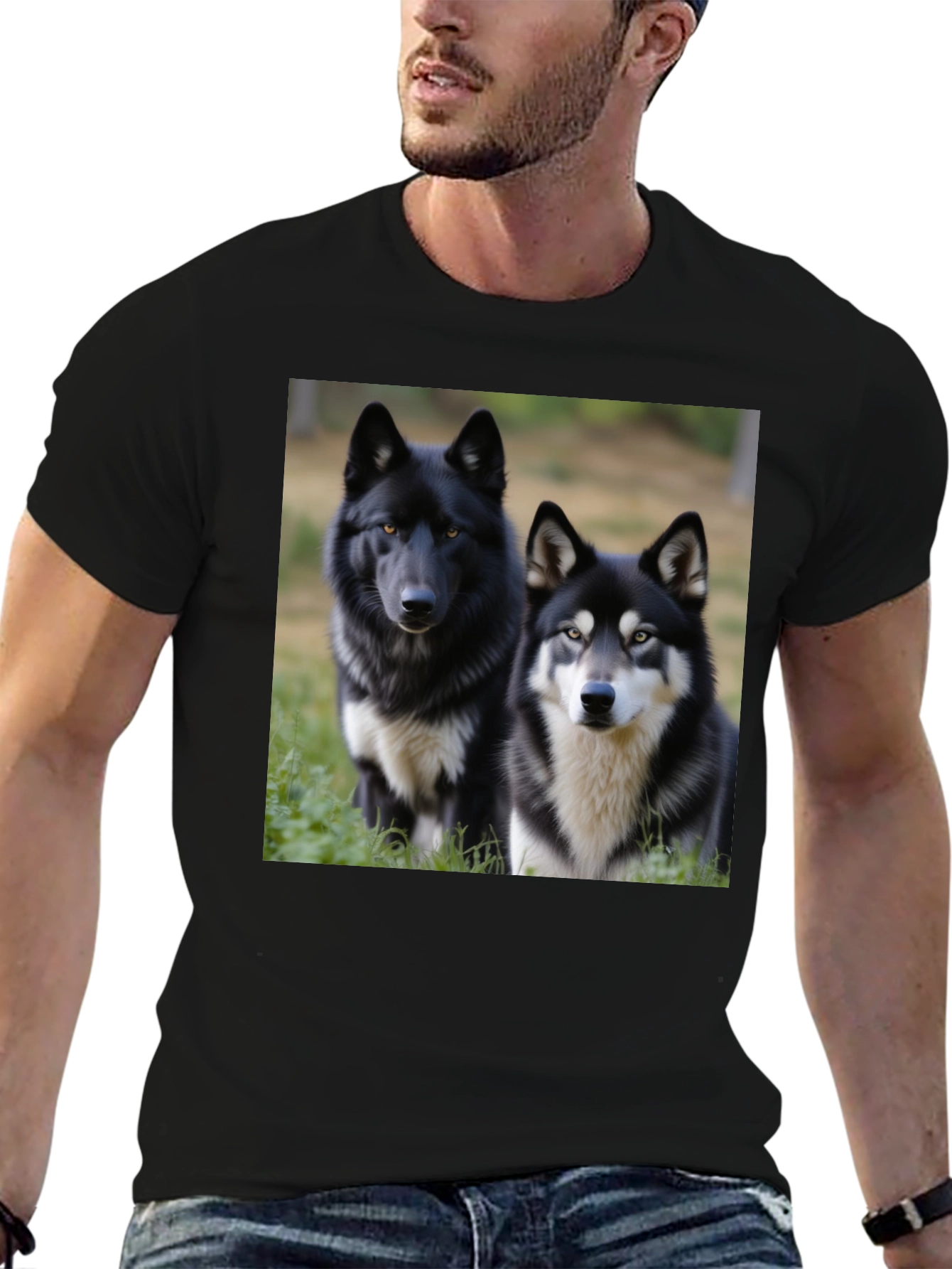 Wolf Duo Graphic Tee - Unisex Black T-Shirt