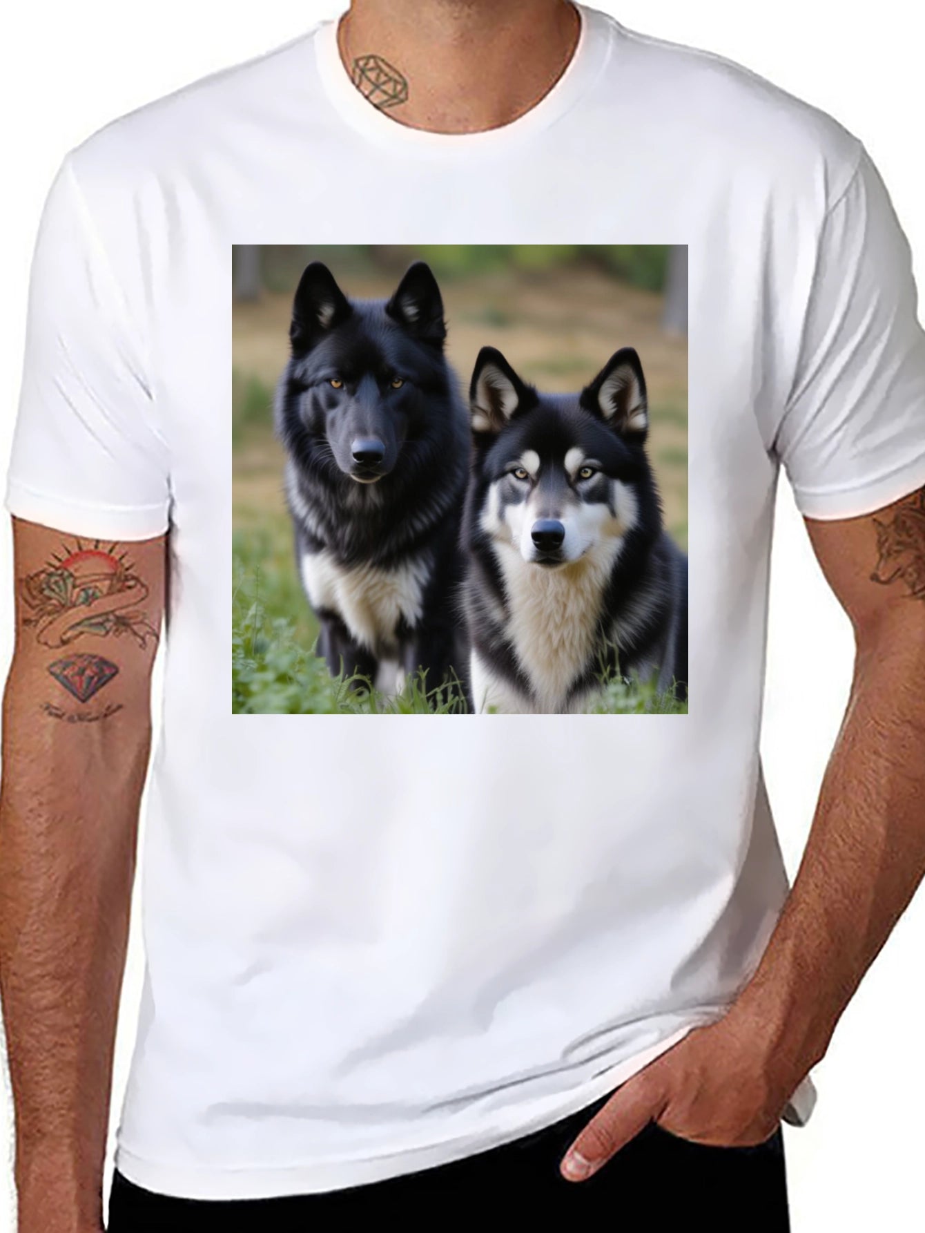 Wolf Duo Graphic Tee - Unisex Black T-Shirt