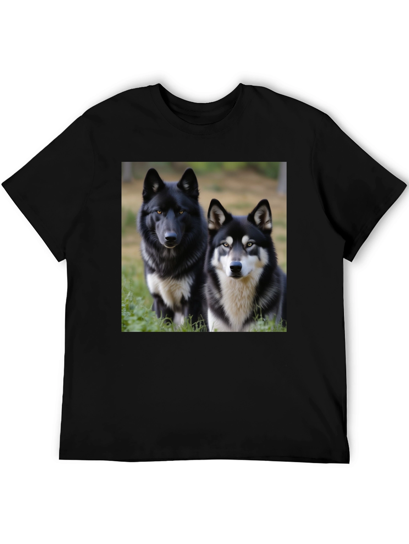 Wolf Duo Graphic Tee - Unisex Black T-Shirt