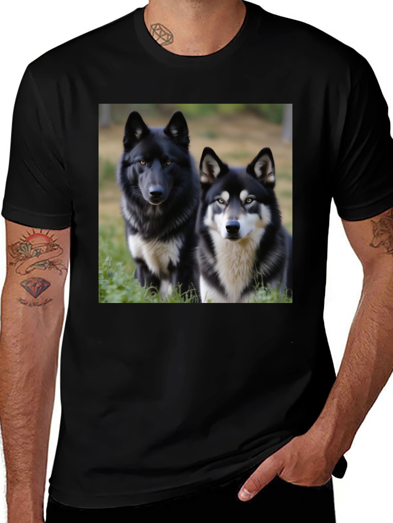 Wolf Duo Graphic Tee - Unisex Black T-Shirt