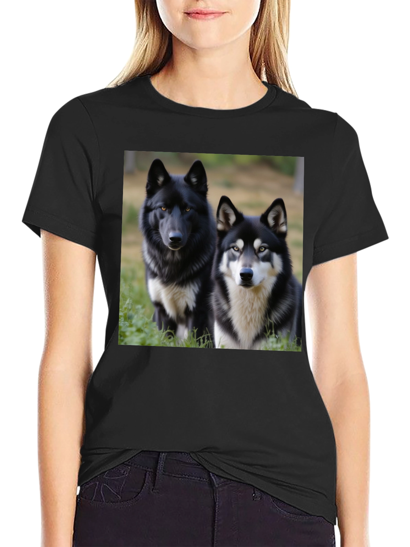 Wolf Duo Graphic Tee - Unisex Black T-Shirt