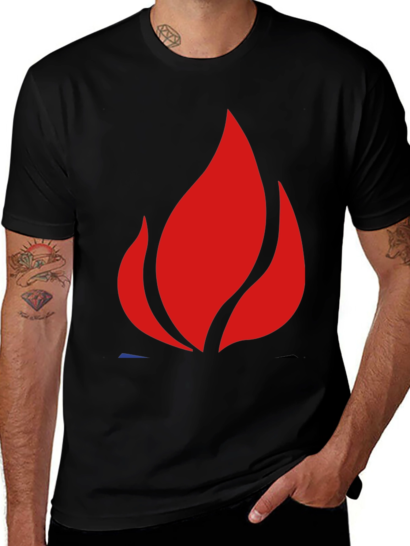 Bold Flame Graphic Black T-Shirt