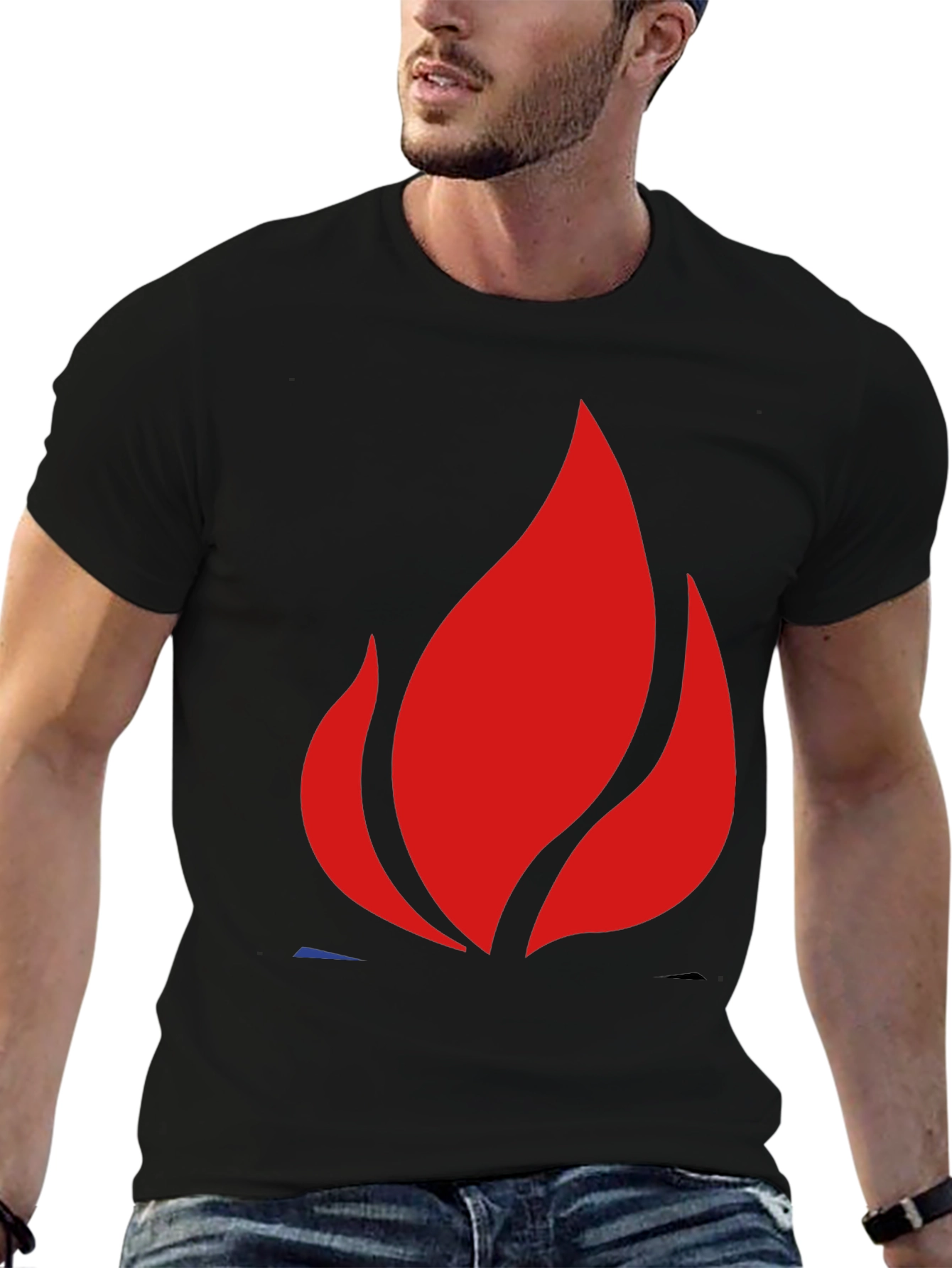 Bold Flame Graphic Black T-Shirt