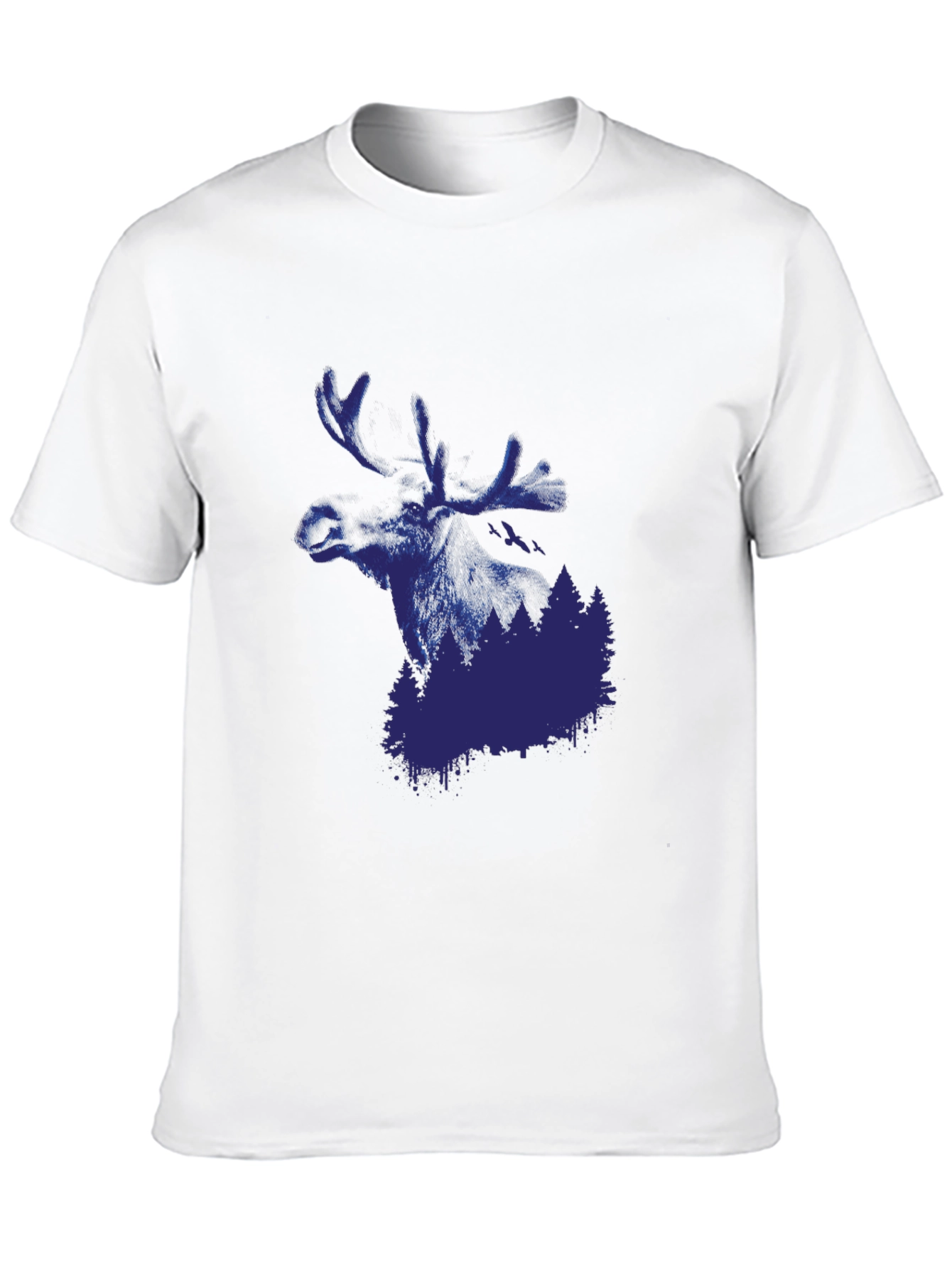 Mens Black Moose and Forest Graphic Tee