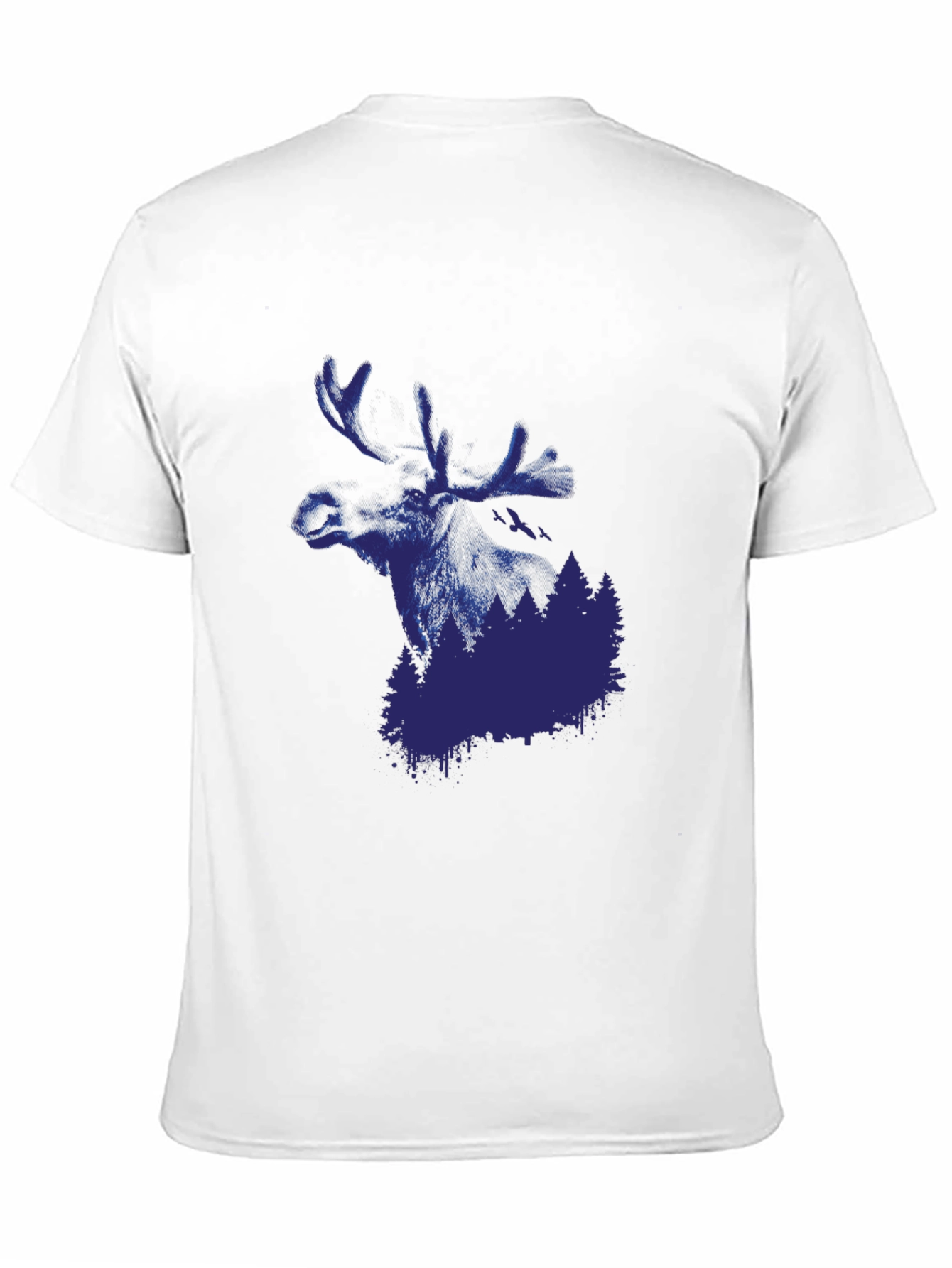 Mens Black Moose and Forest Graphic Tee