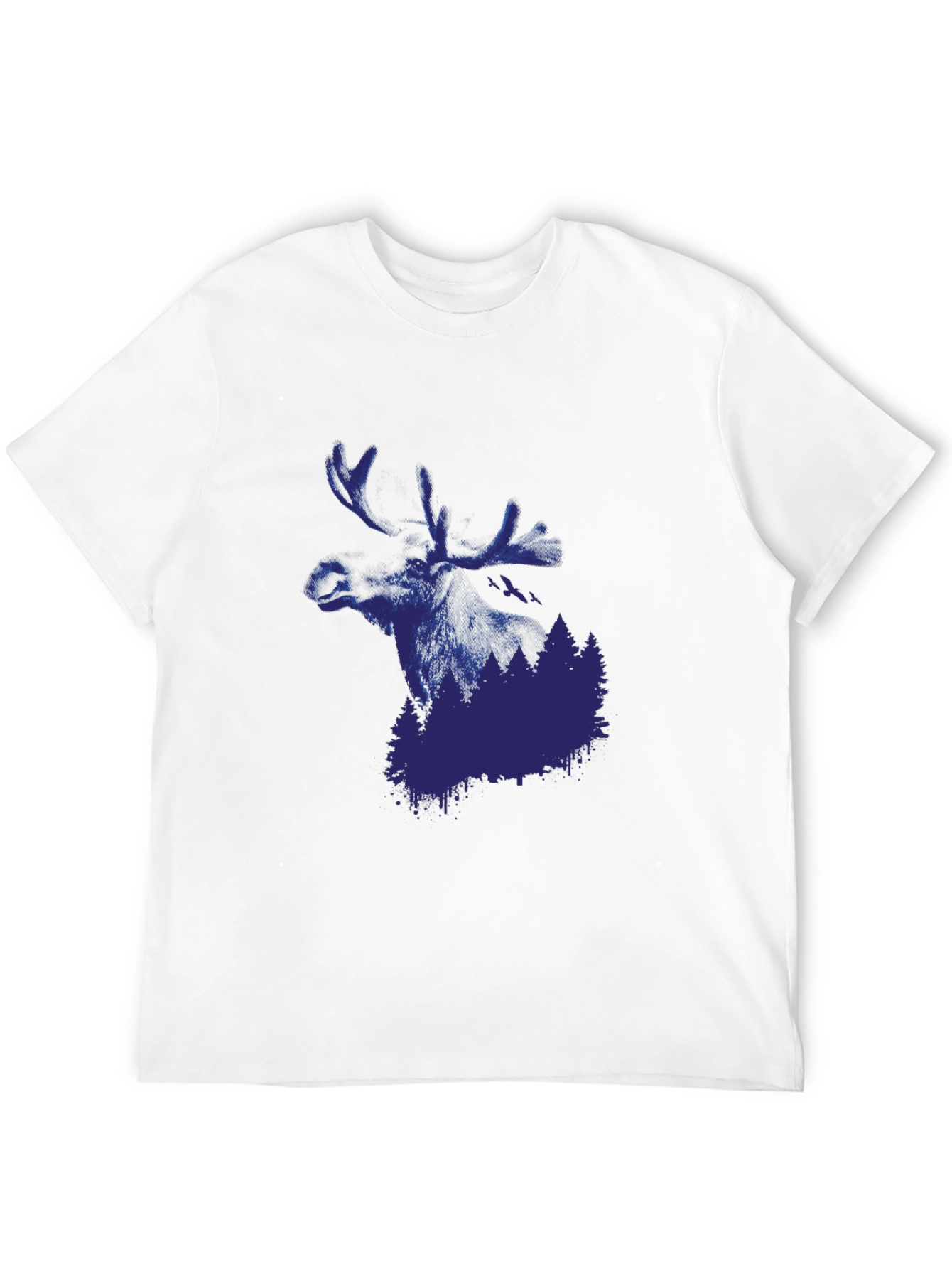 Mens Black Moose and Forest Graphic Tee